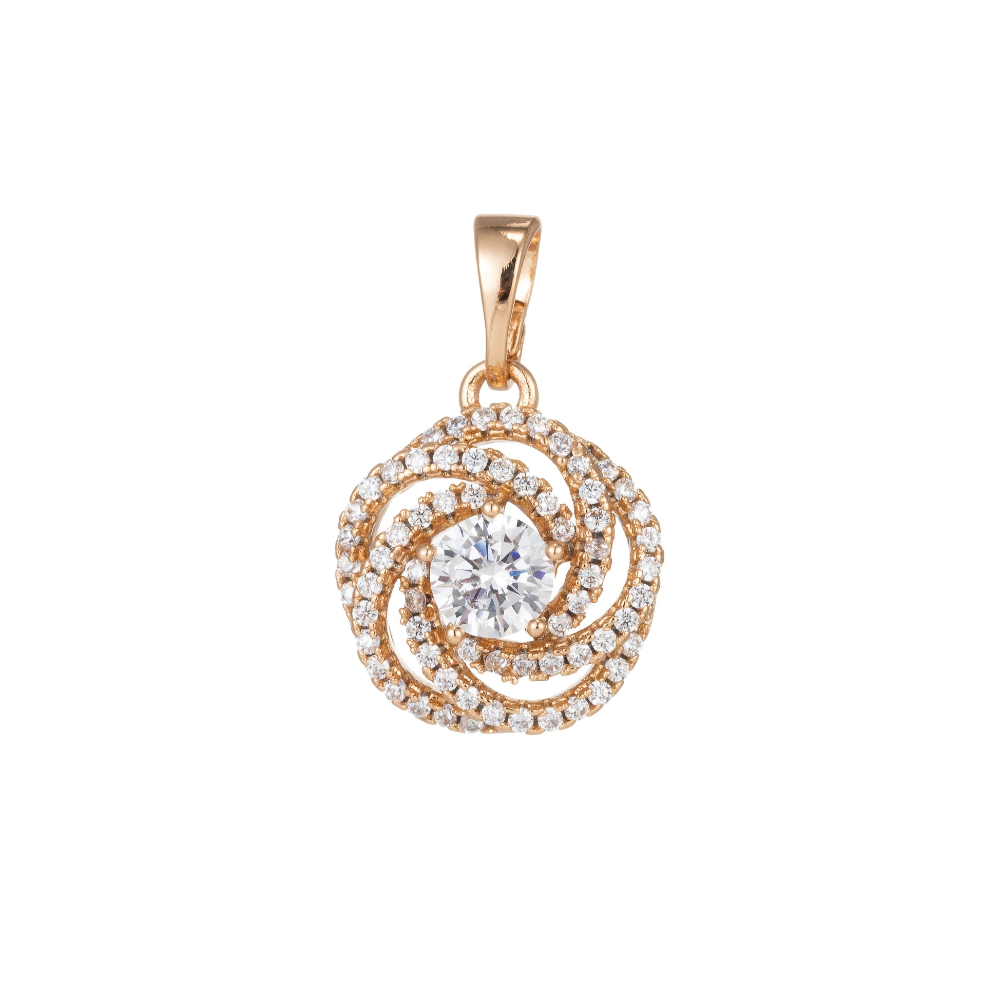 1pc 18k Gold Micro Pave CZ Flower Pendant Charm, Micro Pave CZ Geometric Pendant Charm, Pendant, For DIY Jewelry, 1464