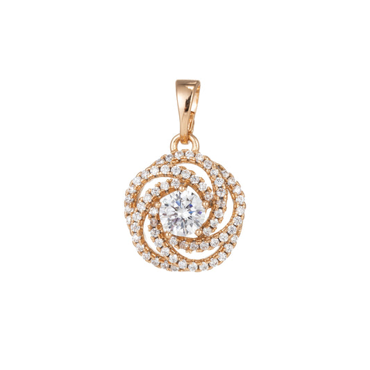 1pc 18k Gold Micro Pave CZ Flower Pendant Charm, Micro Pave CZ Geometric Pendant Charm, Pendant, For DIY Jewelry, 1464