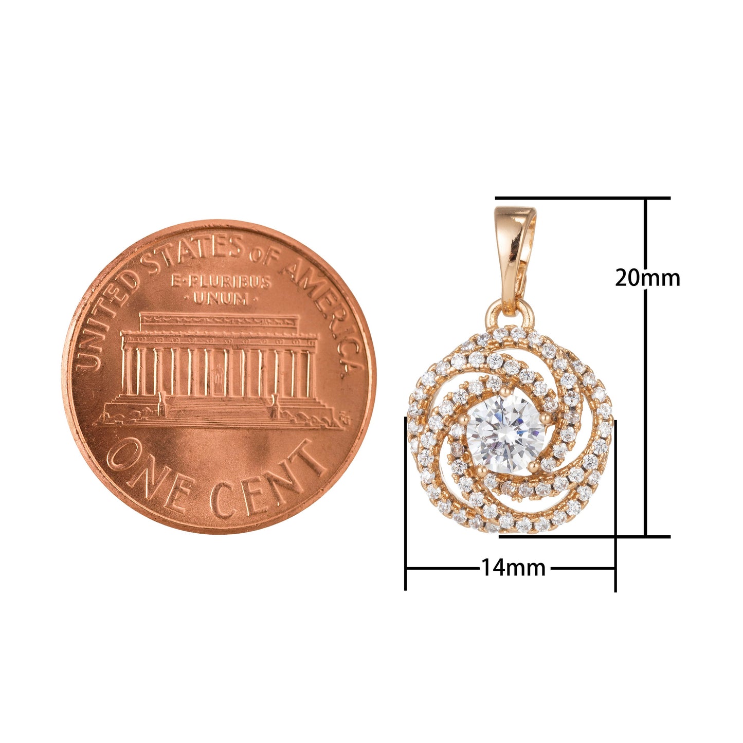 1pc 18k Gold Micro Pave CZ Flower Pendant Charm, Micro Pave CZ Geometric Pendant Charm, Pendant, For DIY Jewelry, 1464