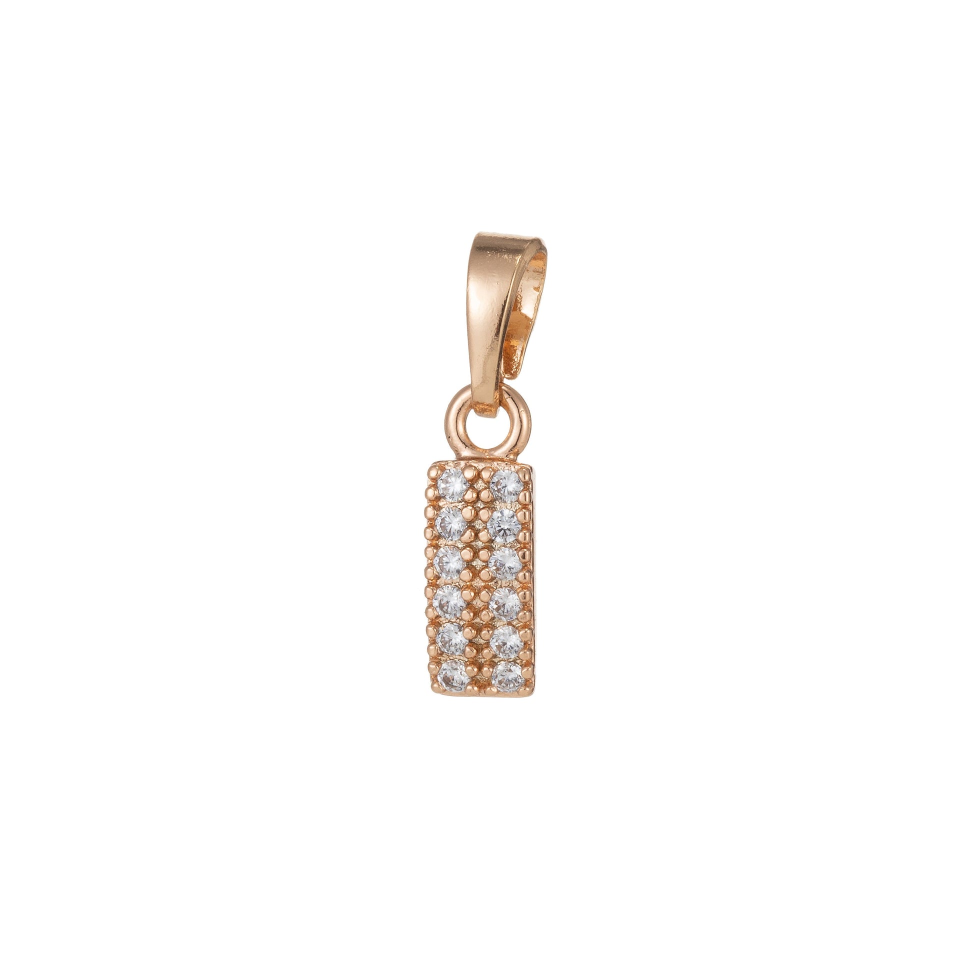 1pc 18k Gold Micro Pave Cubic Zirconia Bar Pendant Charm, Micro Pave CZ Pendant Charm, Pendant, For DIY Jewelry, 1466