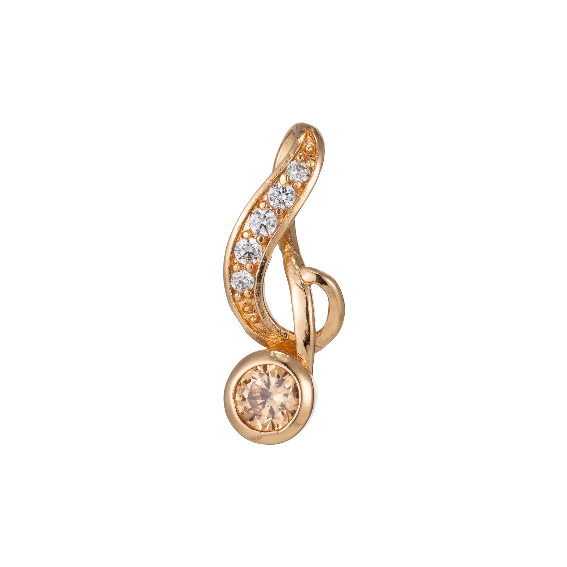 1pc 18k Gold Micro Pave CZ Music Note Pendant Charm, Musical Pendant Charm, Music Pendant, For DIY Jewelry