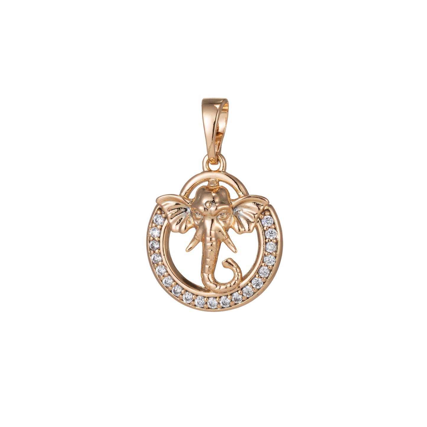 1pc 18k Gold Micro Pave CZ Elephant Pendant Charm, Micro Pave CZ Elephant Pendant Charm, Pendant, For DIY Jewelry, 1475