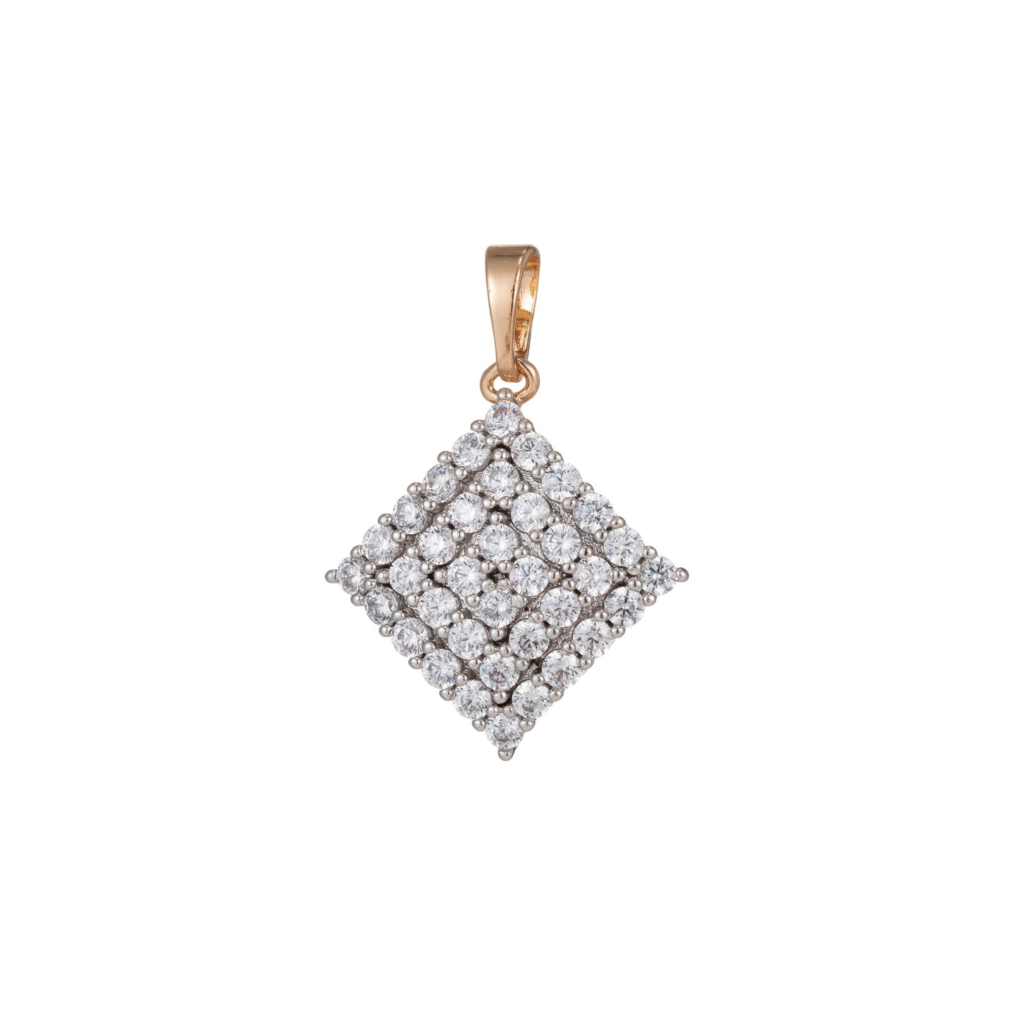 1pc 18k Gold Micro Pave CZ Rhombus Pendant Charm, Dual Color Rhombus Pendant Charm, Rhombus Pendant, For DIY Jewelry,1479