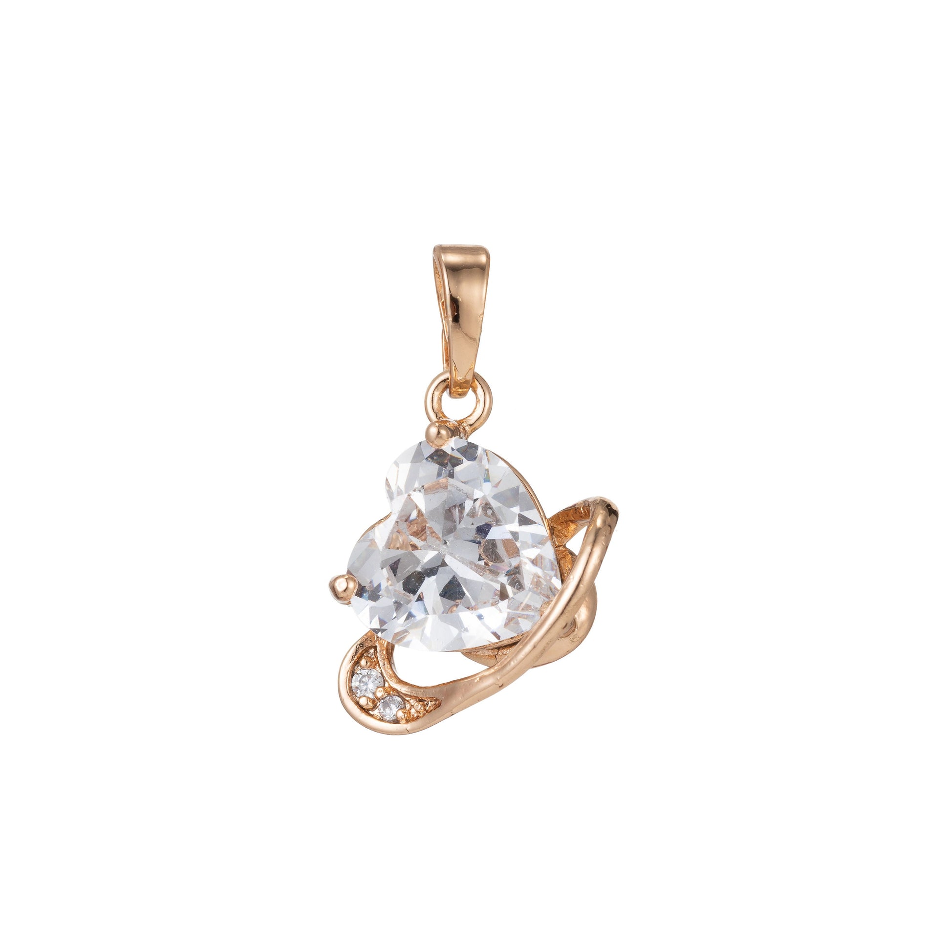 1pc 18k Gold Micro Pave CZ Heart Pendant Charm, Heart with CZ Pendant Charm, Heart Pendant, For DIY Jewelry, 1478