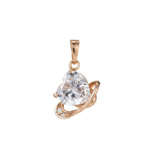 1pc 18k Gold Micro Pave CZ Heart Pendant Charm, Heart with CZ Pendant Charm, Heart Pendant, For DIY Jewelry, 1478