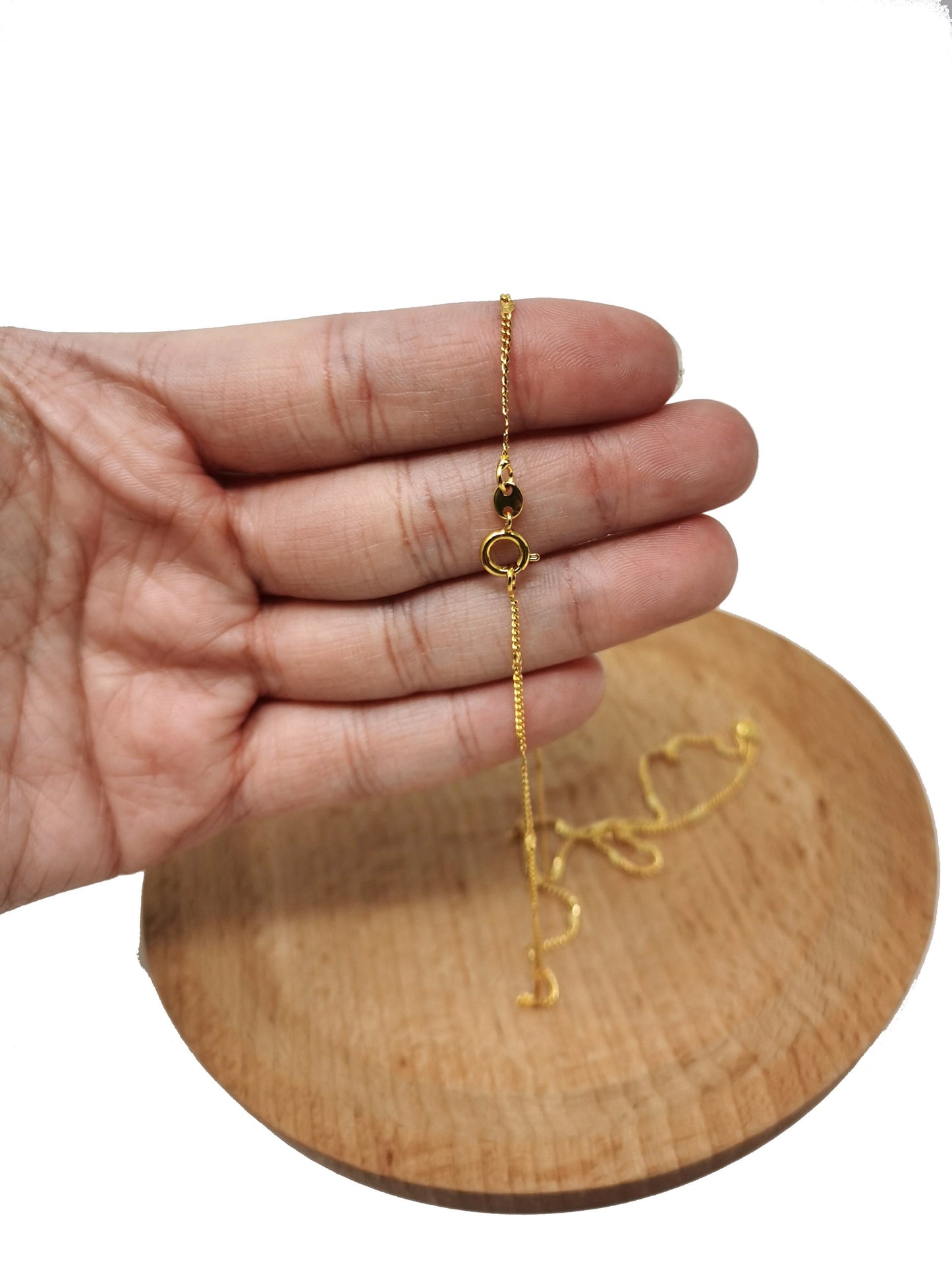 19.5'' Ready to Use 24K Gold Cuban Curb Necklace Chain, Layer Cuban Curb Chain Dainty Necklace, For Necklace, Width is 1mm,CH-322