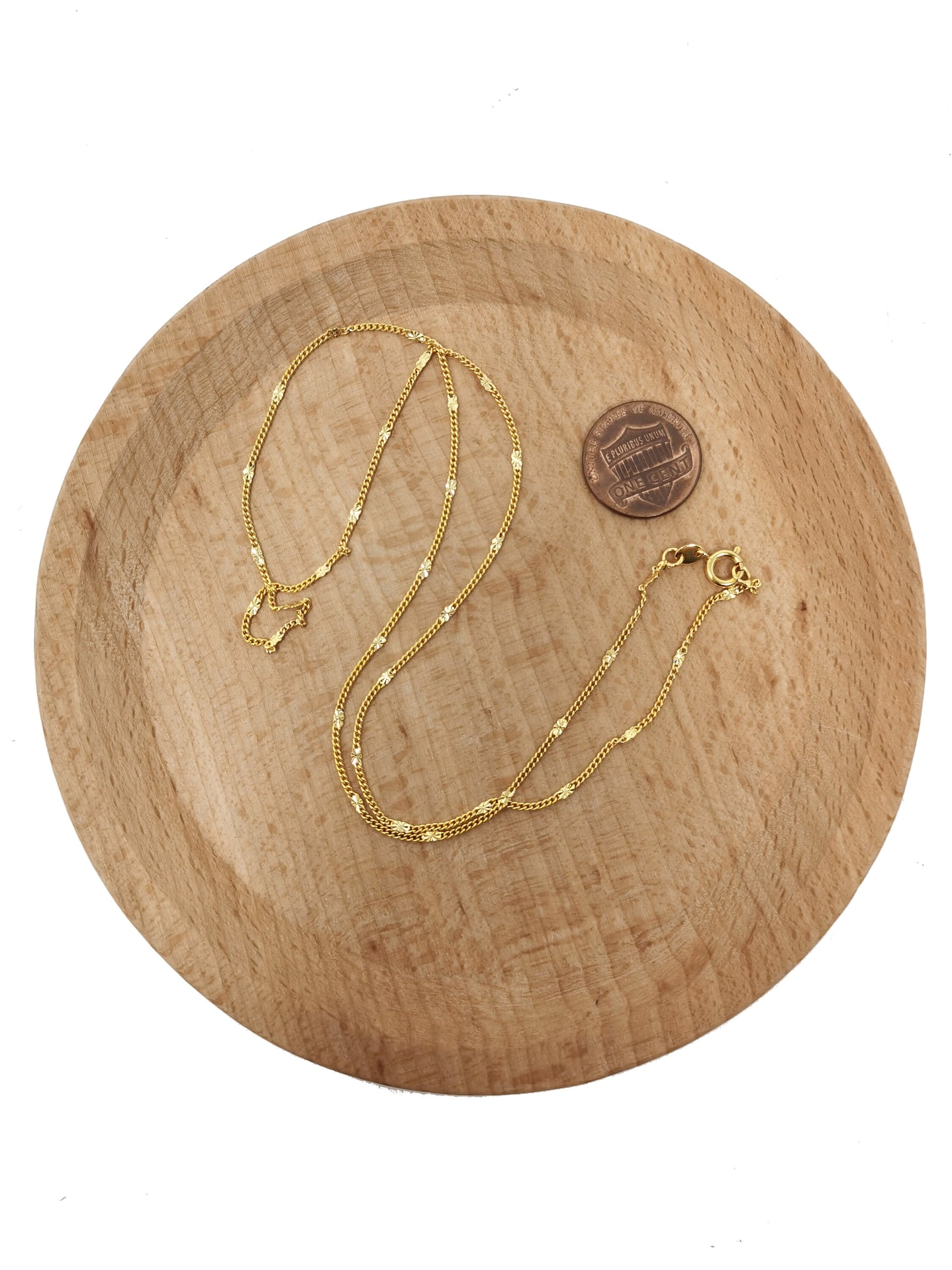 19.5'' Ready to Use 24K Gold Cuban Curb Necklace Chain, Layer Cuban Curb Chain Dainty Necklace, For Necklace, Width is 1mm,CH-322