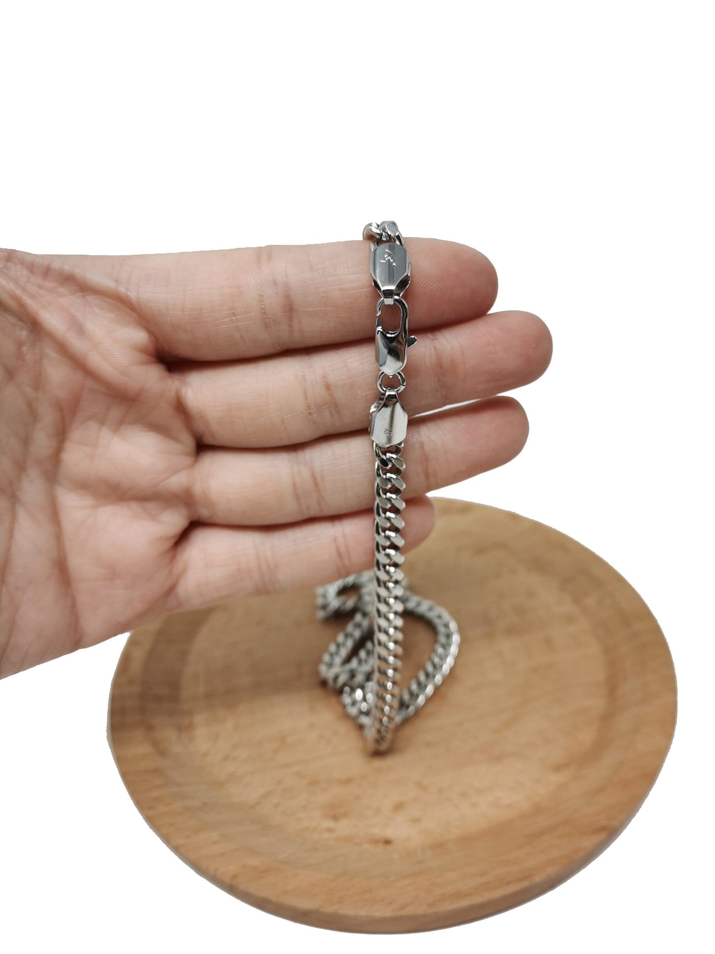 1pc 19.6'' Ready to Use White Gold Filled Cuban Curb Necklace Chain, Layer Curb Chain Dainty Necklace, Pendant Charm Necklace, CH-619