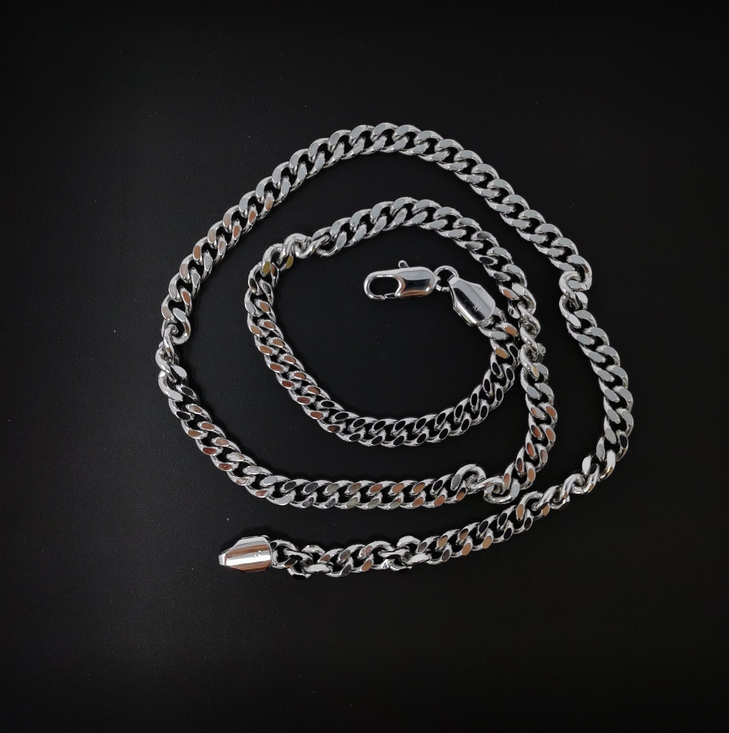 1pc 19.6'' Ready to Use White Gold Filled Cuban Curb Necklace Chain, Layer Curb Chain Dainty Necklace, Pendant Charm Necklace, CH-619