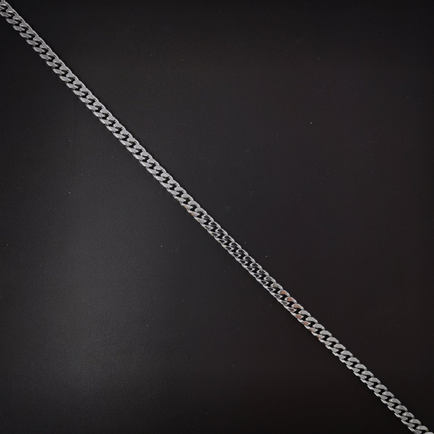 1pc 17.7'' Ready to Use White Gold Cuban Curb Necklace Chain, Layer Curb Chain Dainty Necklace, Pendant Charm Necklace, CH-620