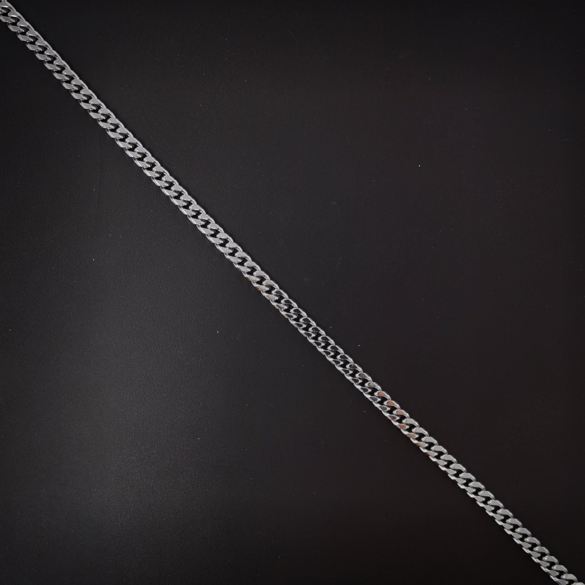 1pc 17.7'' Ready to Use White Gold Cuban Curb Necklace Chain, Layer Curb Chain Dainty Necklace, Pendant Charm Necklace, CH-620