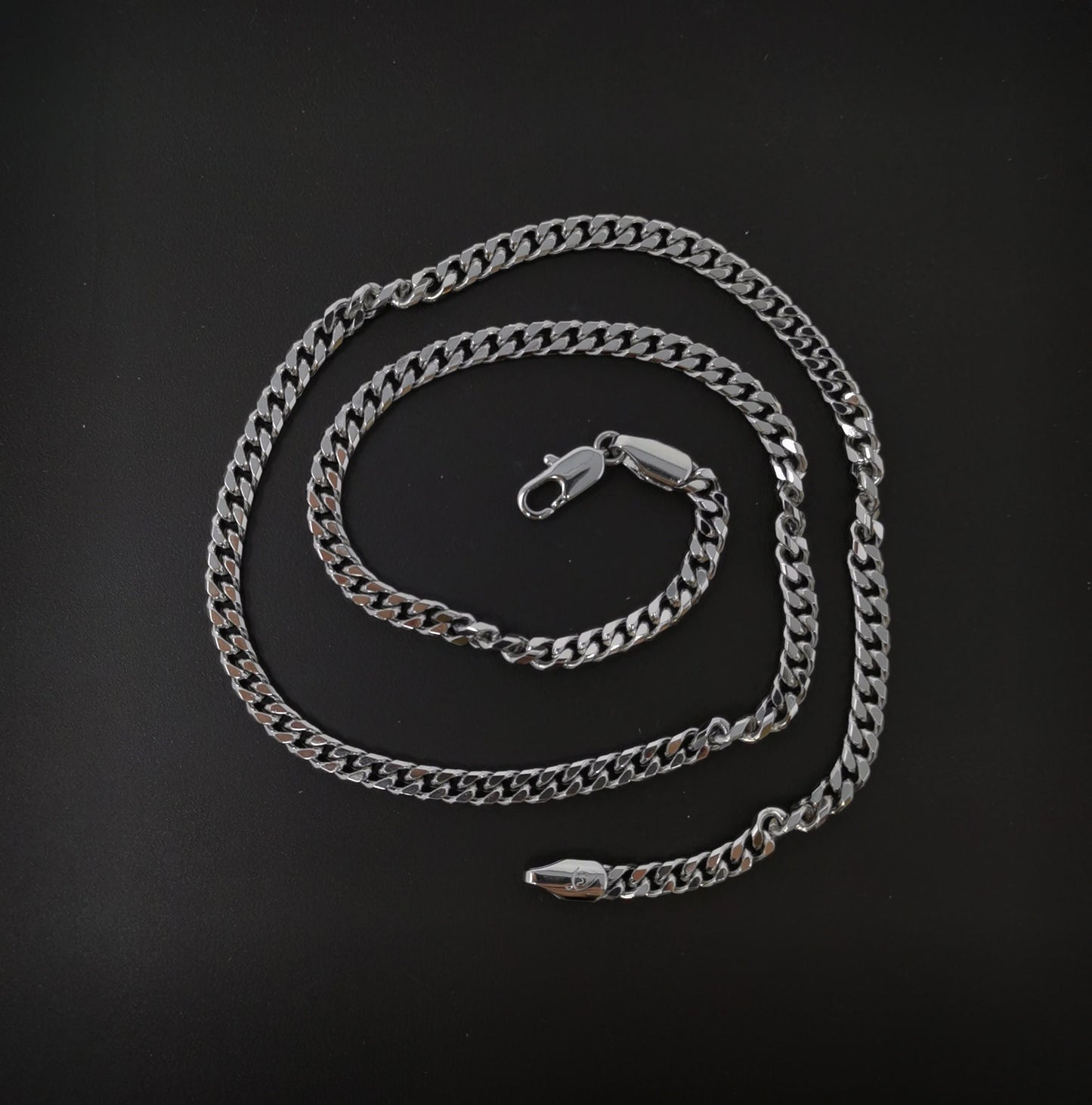 1pc 17.7'' Ready to Use White Gold Cuban Curb Necklace Chain, Layer Curb Chain Dainty Necklace, Pendant Charm Necklace, CH-620