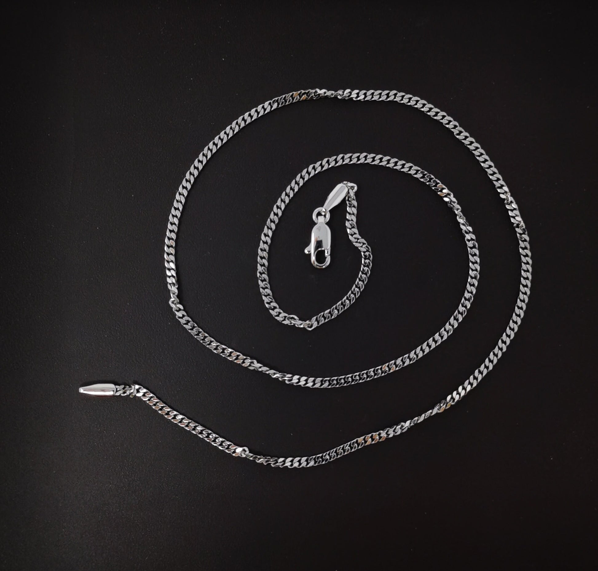 1pc 17.7'' Ready to Use White Gold Herringbone Curb Necklace Chain, Layer Curb Chain Dainty Necklace, For Pendant Charm Necklace, 625