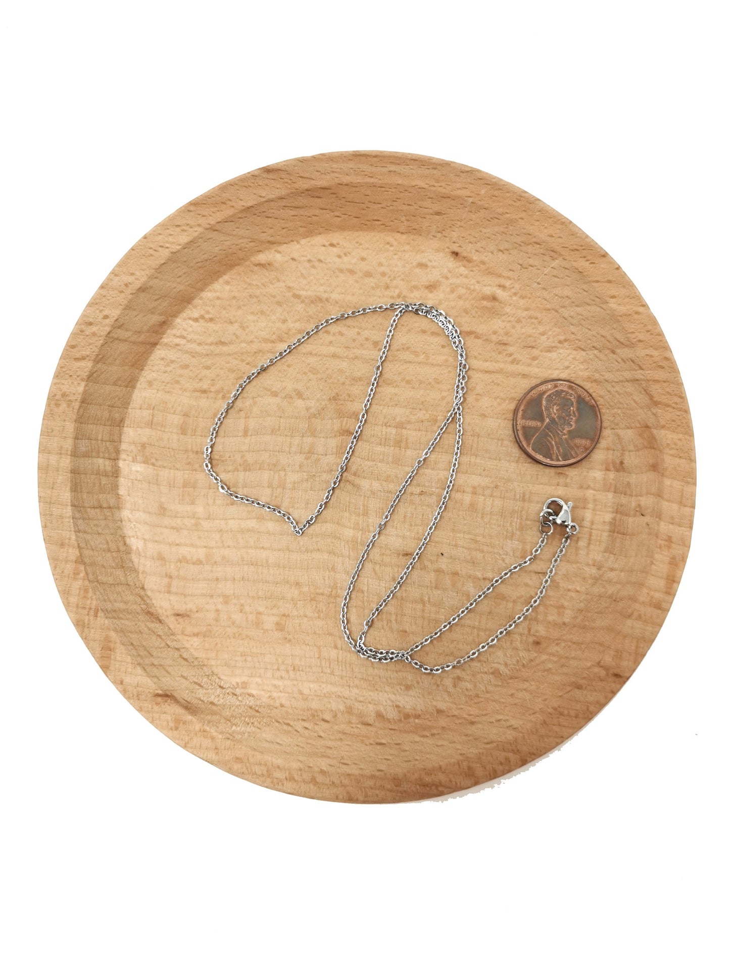 1pc 17.7'' Ready to Use White Gold Filled Thin Rolo Necklace Chain, Layering Rolo Chain Dainty Necklace, For Pendant Charm Necklace, 635