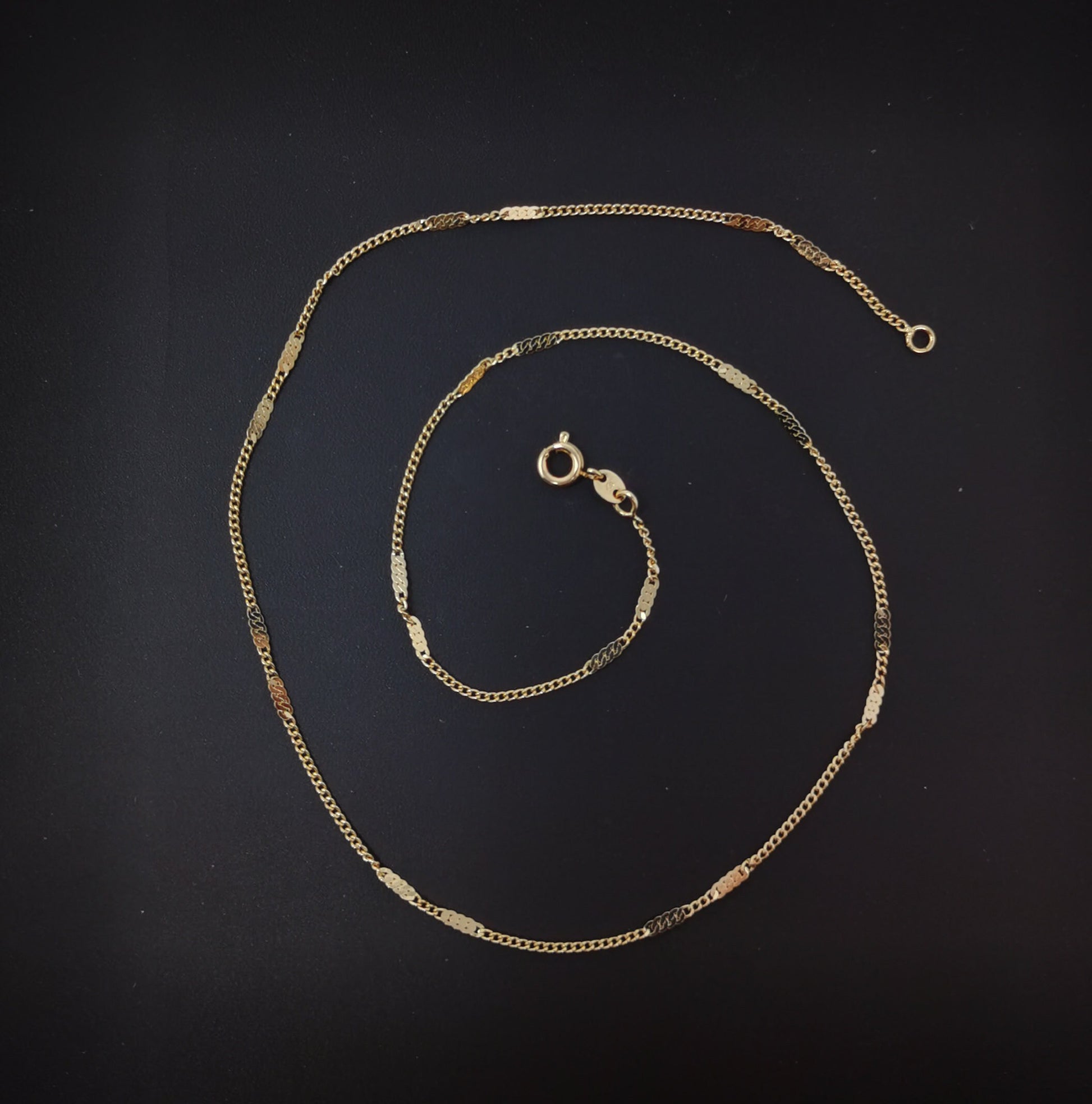 1pc17.5'' Ready to Use Gold Cuban Curb Necklace Chain, Layering Curb Chain Dainty Necklace,For Pendant Charm Necklace Making, 841