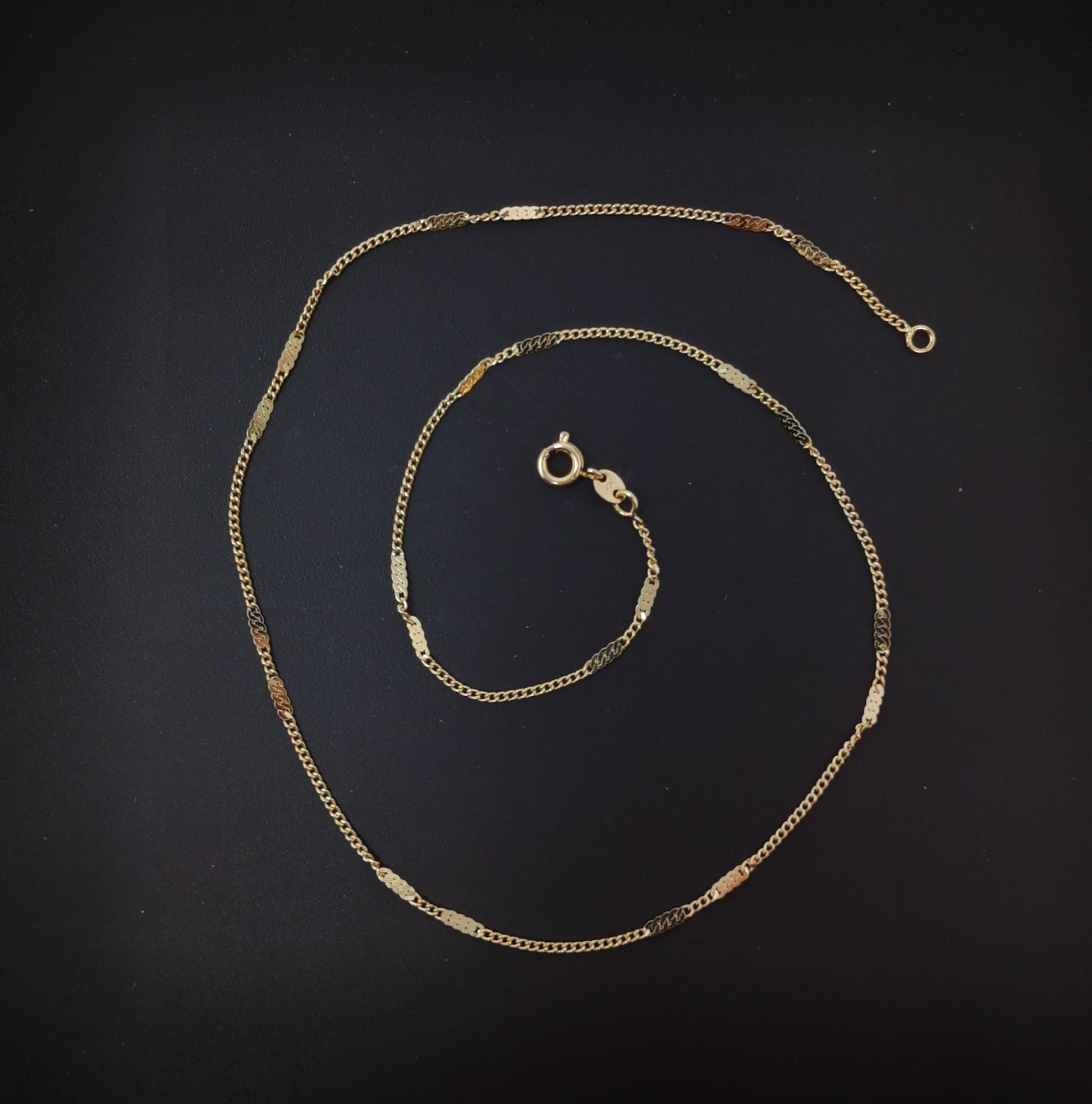 1pc 20.5'' Ready to Use Gold Rolo Curb Necklace Chain, Layering Flat Bar Dainty Necklace,For Pendant Charm Necklace Making, 983