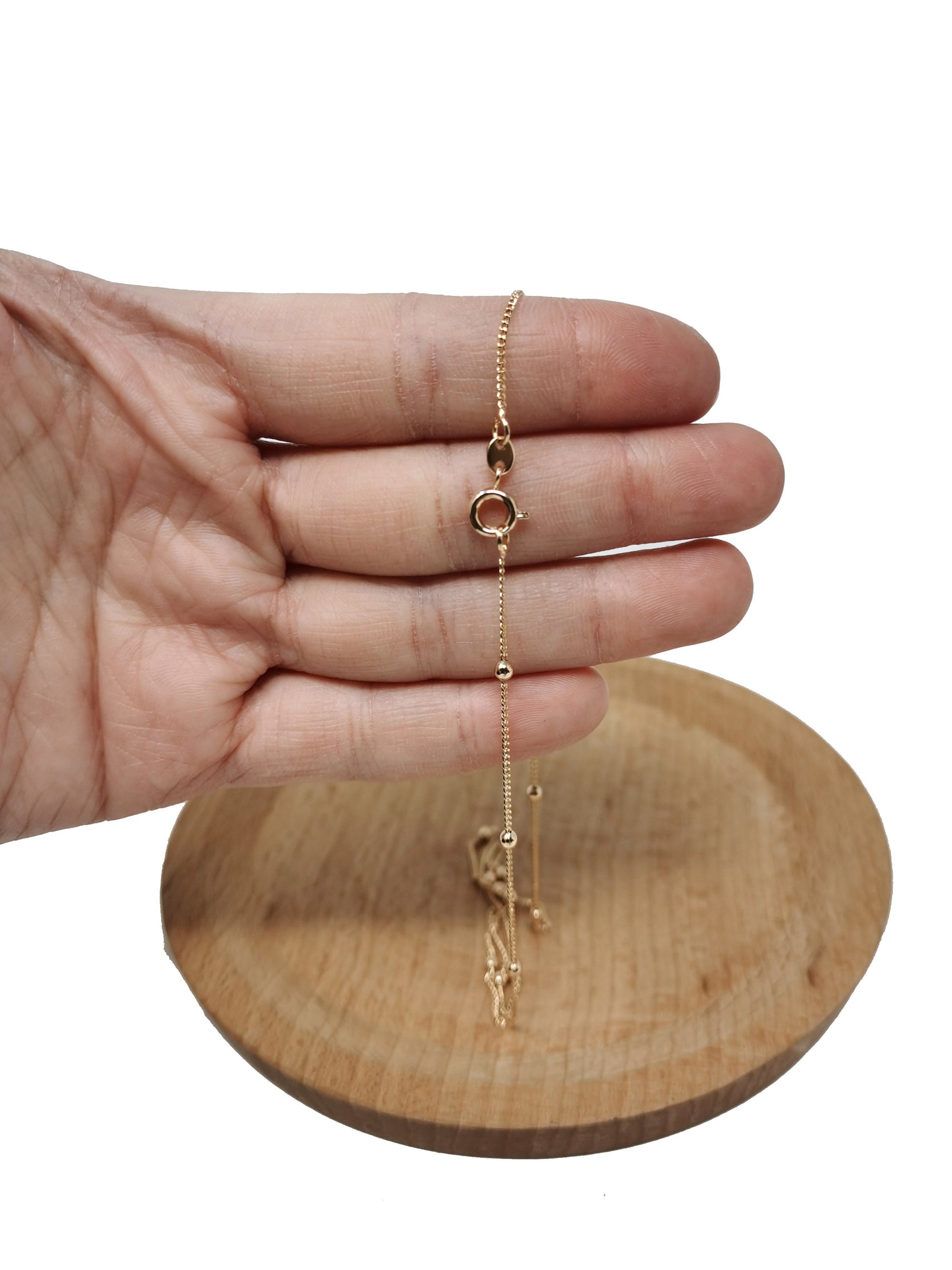 1pc 17.7'' Ready to Use 18K Gold Filled Cuban Curb Necklace Chain, Layering Curb Chain Dainty Necklace, For Pendant Charm Necklace, CH-647