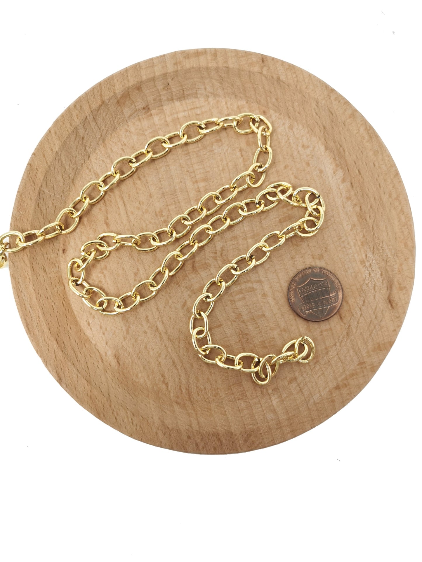 Gold Cable Chain, Cable Chain by Foot, Wholesale bulk Roll Chain for Jewelry Making, Thickness 1.4mm, ROLL-32,