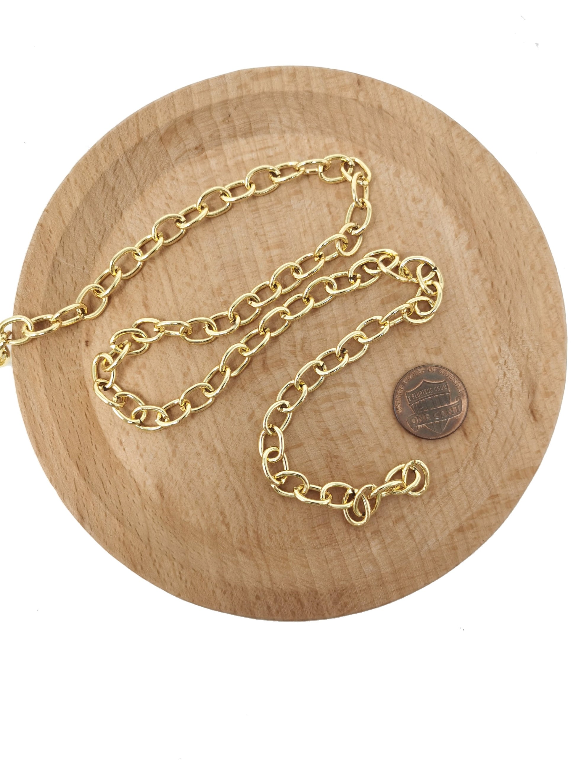 Gold Cable Chain, Cable Chain by Foot, Wholesale bulk Roll Chain for Jewelry Making, Thickness 1.4mm, ROLL-32,