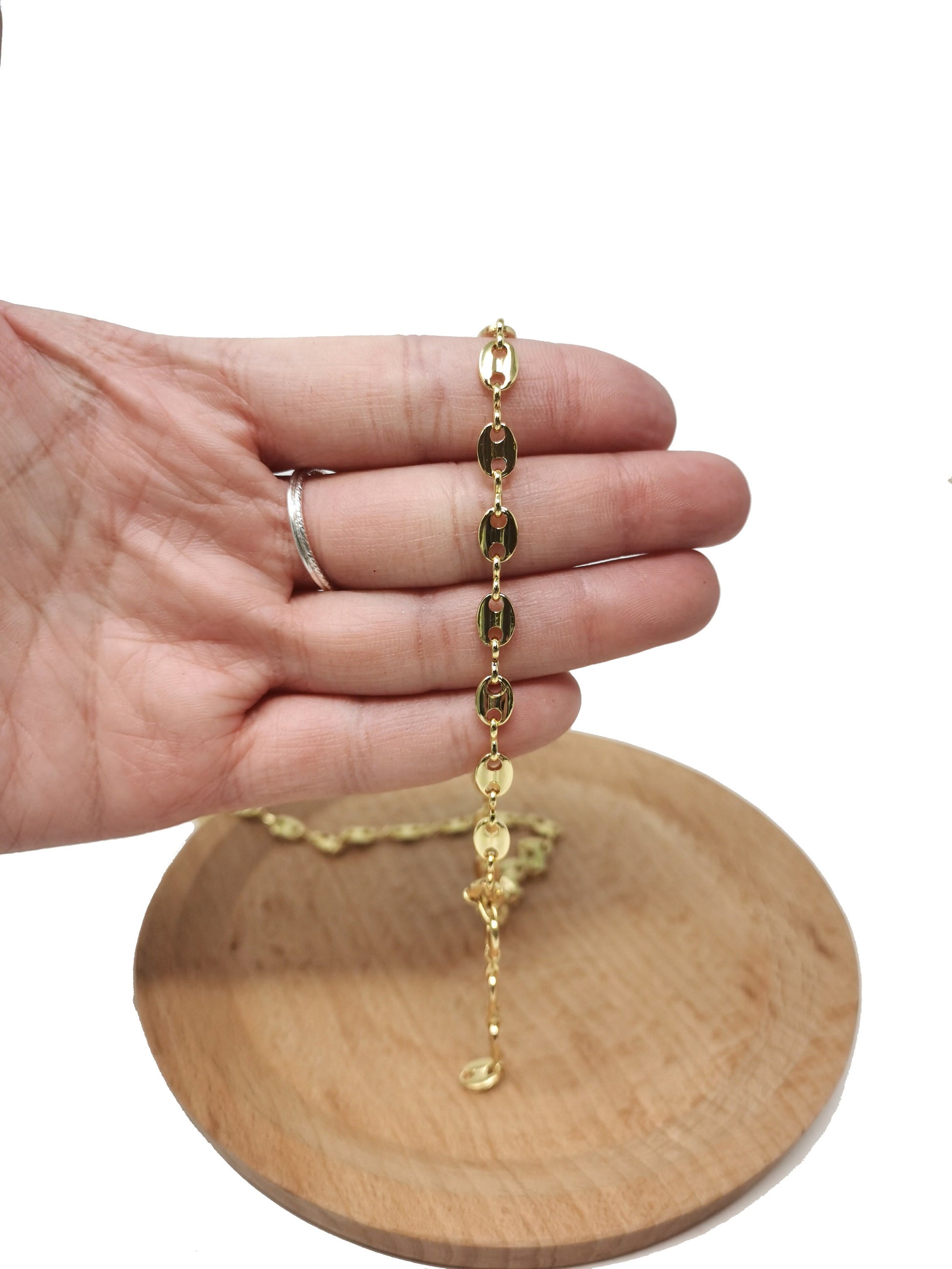 14K Gold Filled Anchor Chain by Yard, Gold Filled Round Oval Disc Chain by Foot,Wholesale bulk Roll Chain for Jewelry Making,Thick 0.5mm, 33