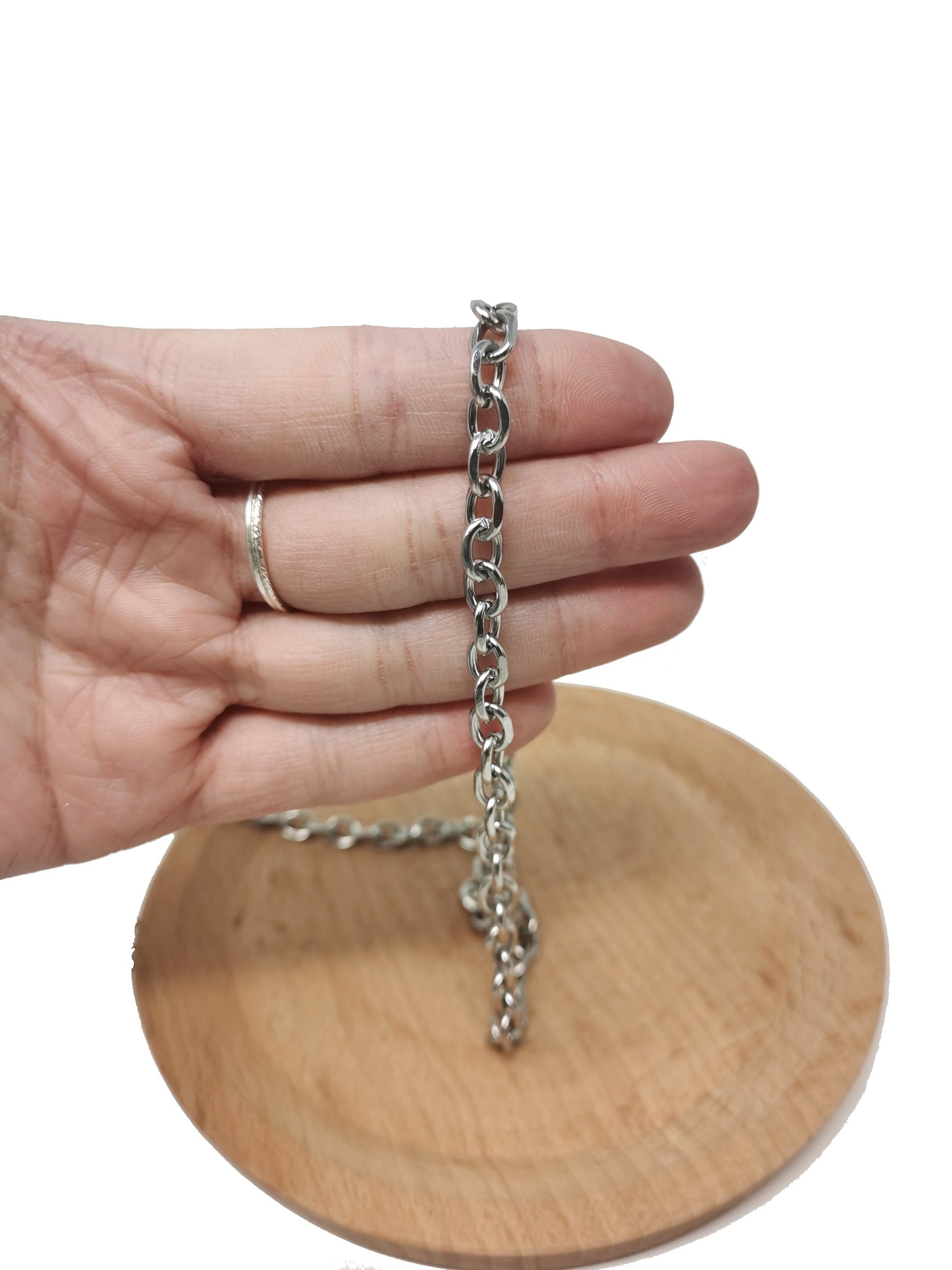 White Gold Filled Rhodium Rolo Cable Chain by Yard, Gold Filled Cable Rolo Chain by Foot, Wholesale bulk Roll Chain for Jewelry Making, r-45