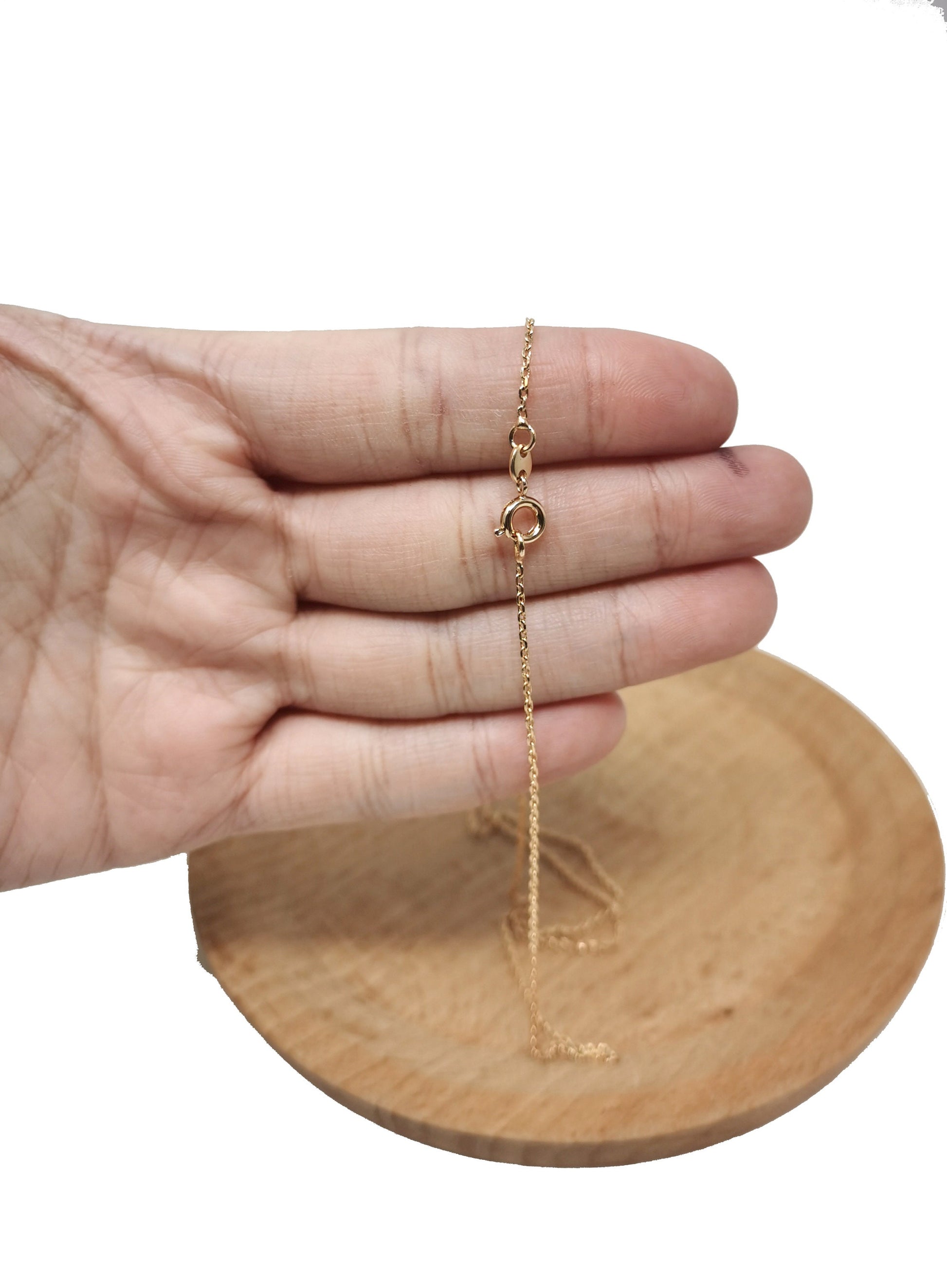 1pc 17.7'' Ready to Use 18K Gold Thin Rolo Necklace Chain, Layering Rolo Chain Dainty Necklace, For Pendant Charm Necklace Making,575