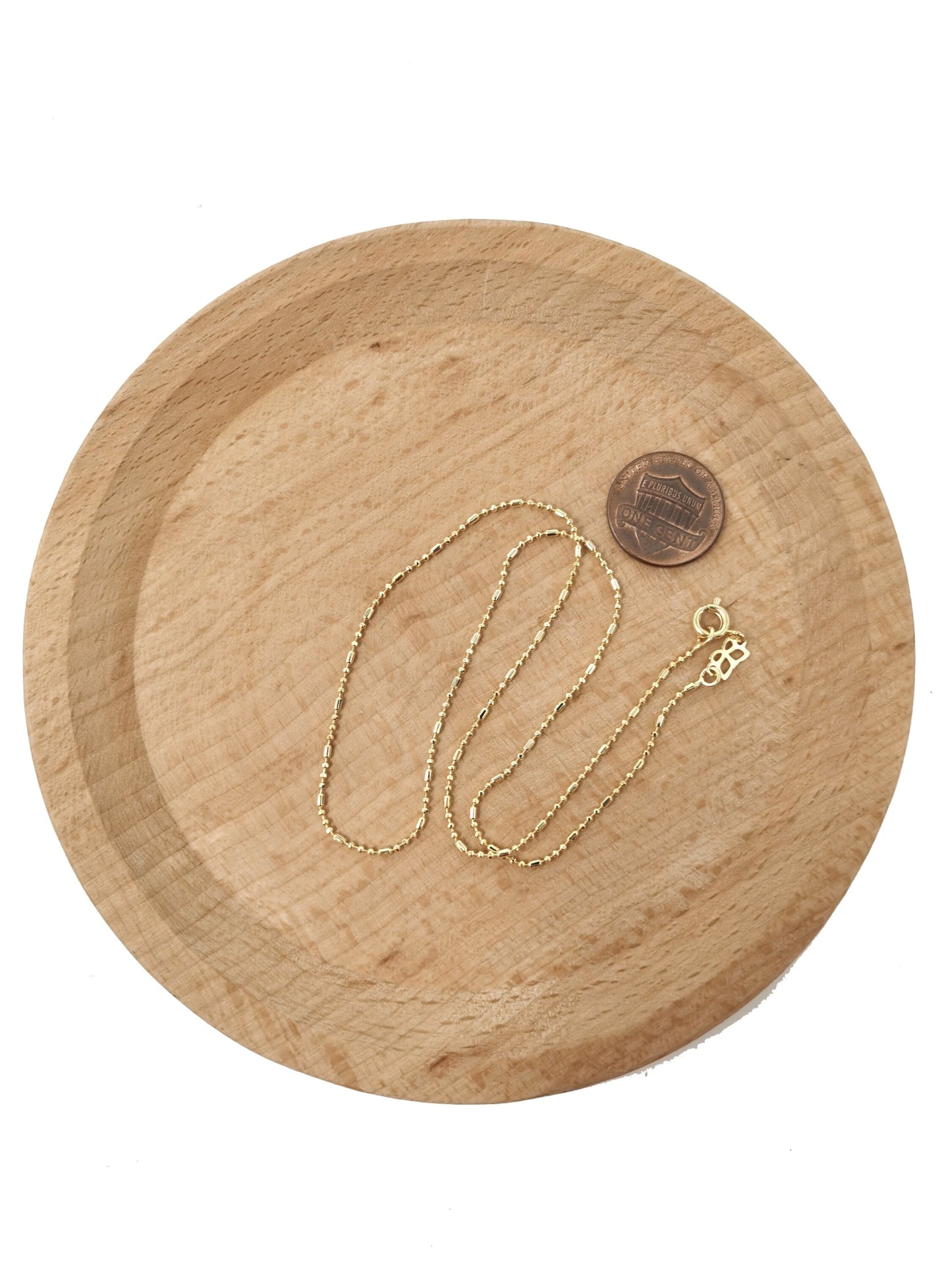 1pc 15.7'' Ready to Use 14K Gold Filled Bead Necklace Chain, Layering Beaded Chain, Dainty Beaded Necklace,Pendant Charm Necklace Making 549