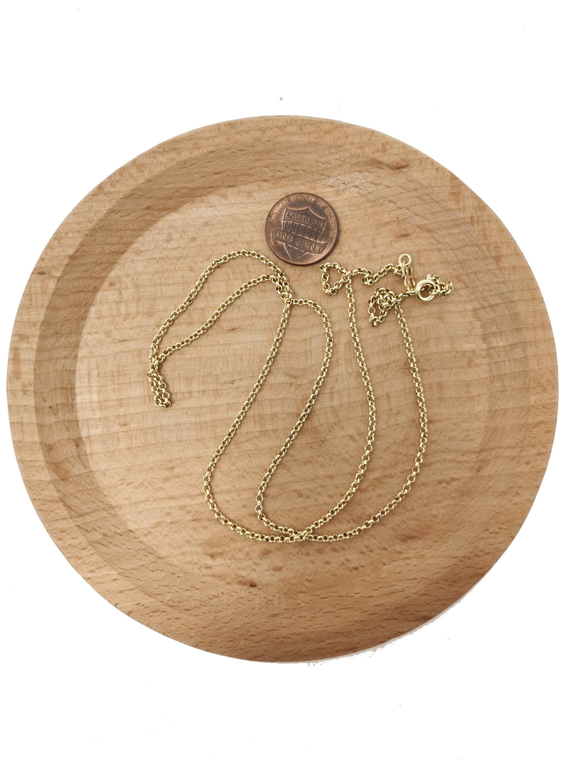 1pc 16.2'' Ready to Use 14K Gold Rolo Necklace Chain, Layering Box Rolo Chain Dainty Necklace, For Pendant Charm Necklace Making, 788