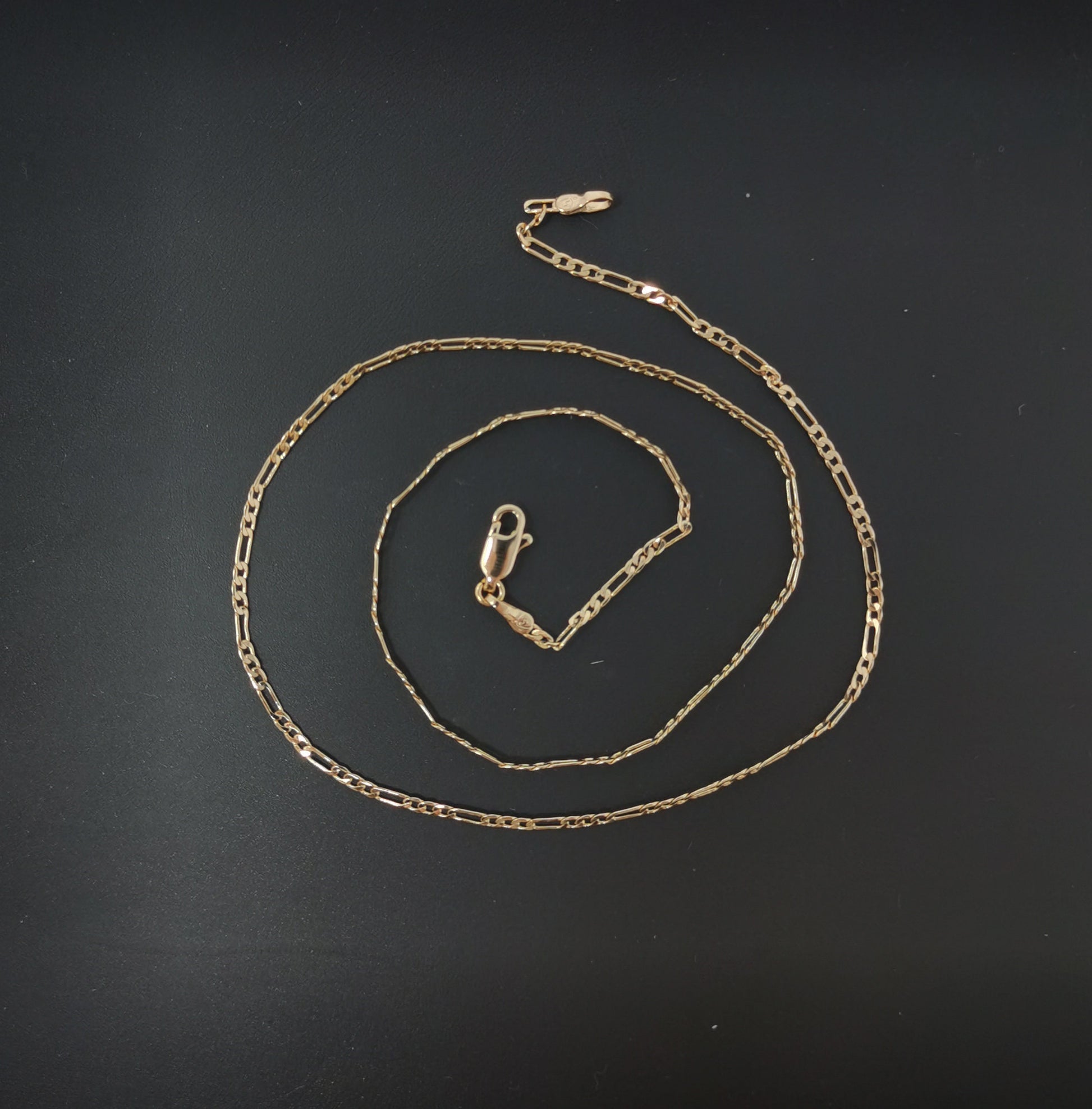 17.7'' Ready to Use 18k Gold Filled Figaro Necklace Chain, Layering Figaro Chain Dainty Necklace, Perfect for Pendant Charm Necklace,CH 588