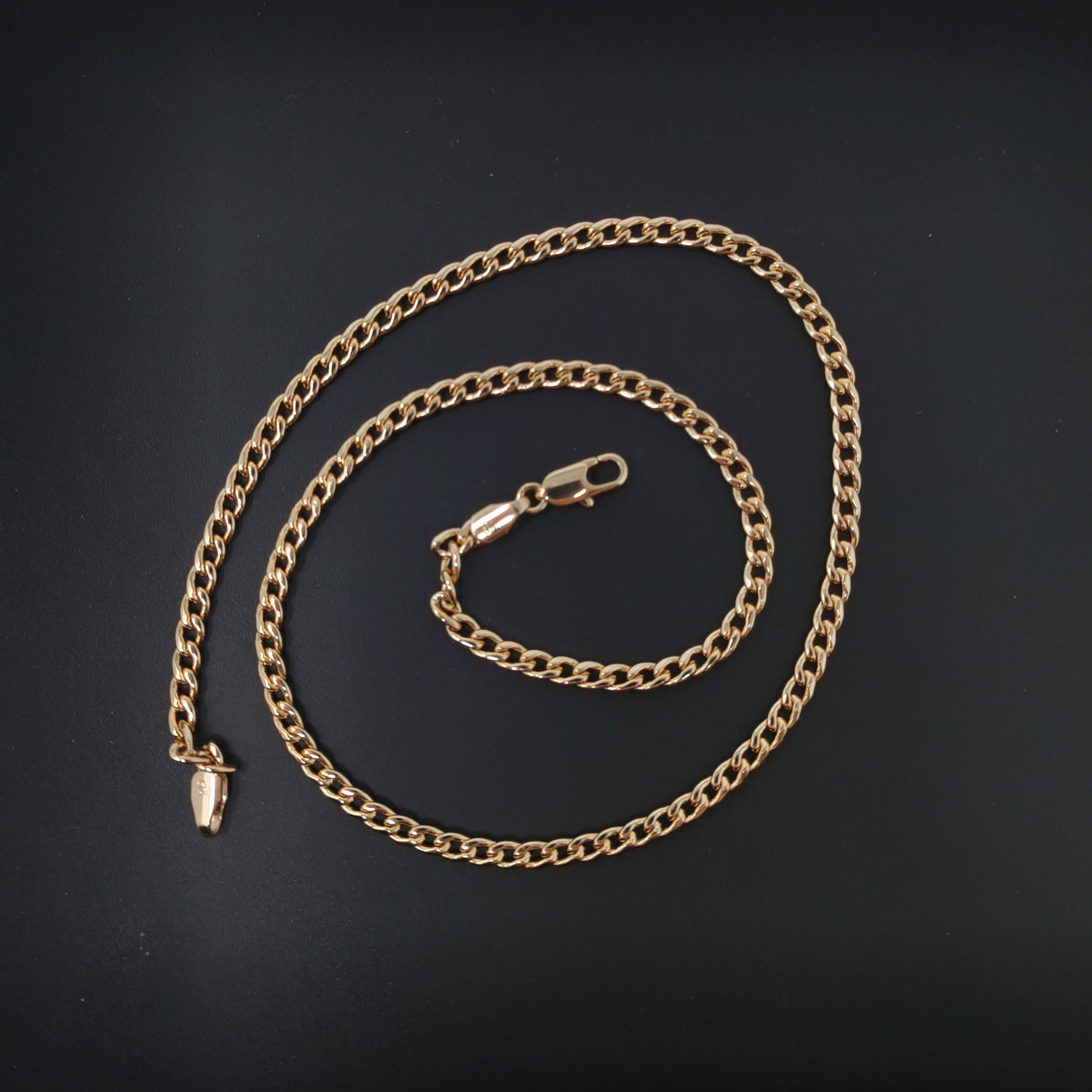 1pc 17.7'' Ready to Use 18K Gold Filled Cuban Curb Necklace Chain, Layering Curb Chain Dainty Necklace,For Pendant Charm Necklace Making-604