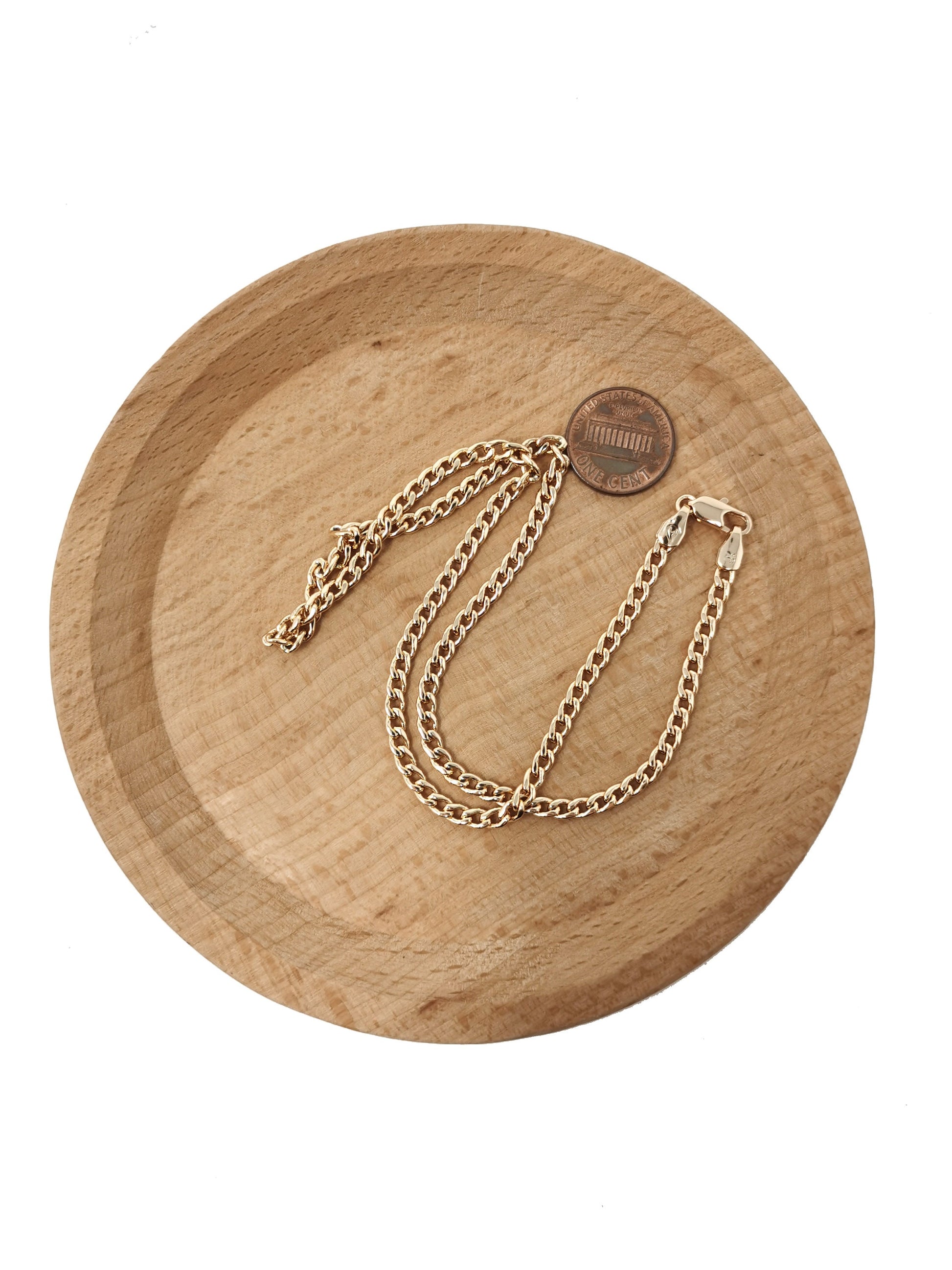 1pc 17.7'' Ready to Use 18K Gold Filled Cuban Curb Necklace Chain, Layering Curb Chain Dainty Necklace,For Pendant Charm Necklace Making-604