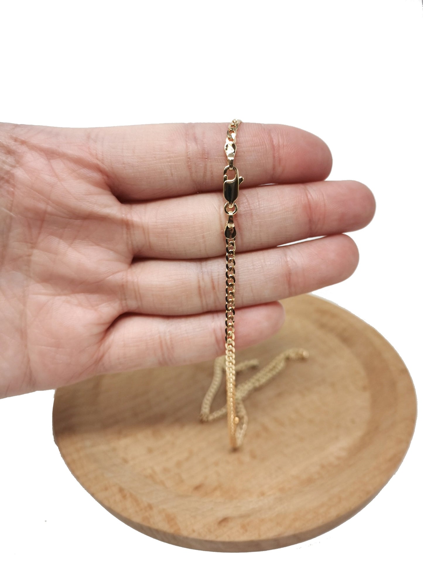 1pc 17.5'' Ready to Use Gold Cuban Curb Necklace Chain, Layering Curb Chain Dainty Necklace, For Pendant Charm Necklace,CN-284
