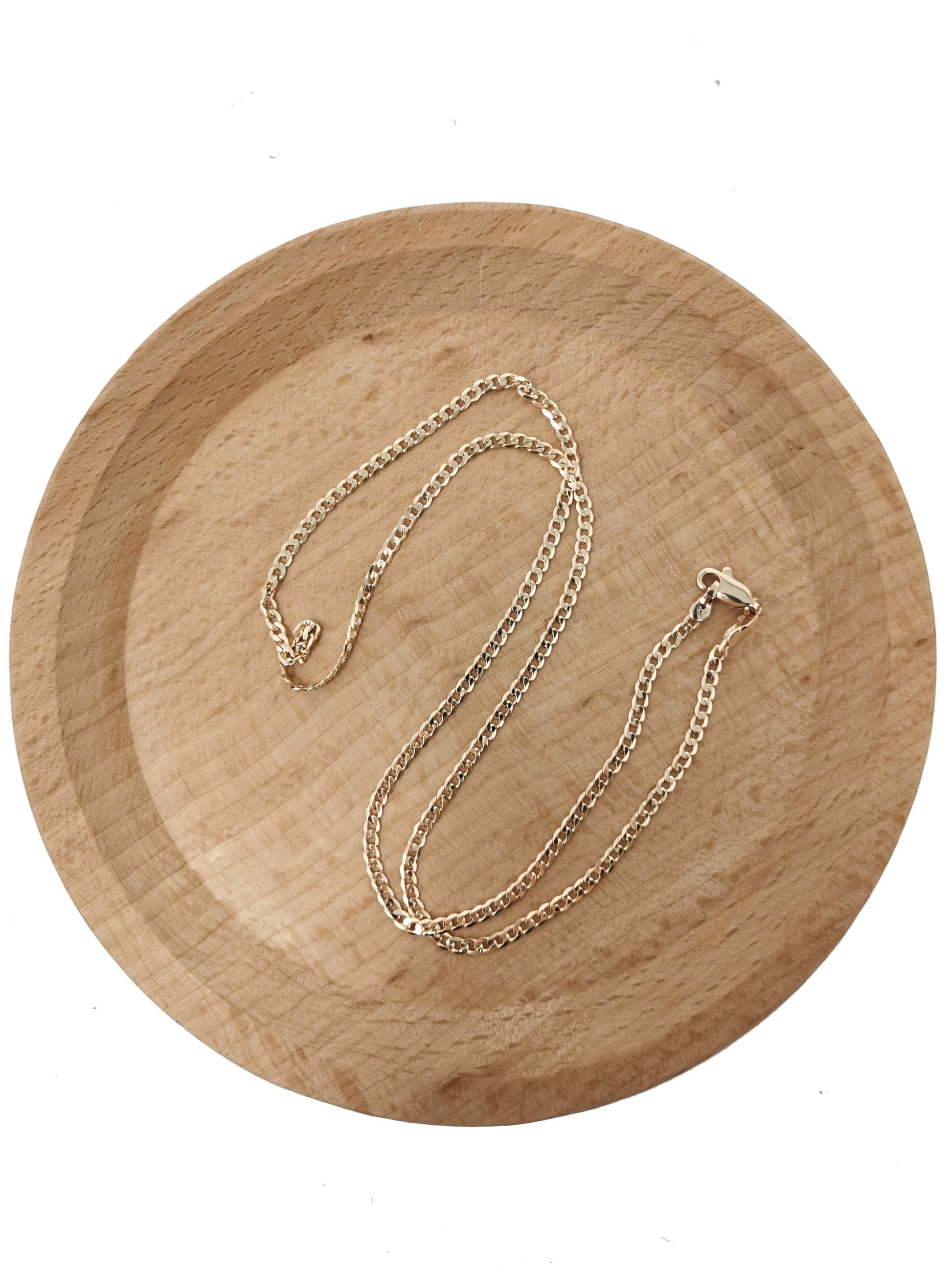 1pc 17.5'' Ready to Use Gold Cuban Curb Necklace Chain, Layering Curb Chain Dainty Necklace, For Pendant Charm Necklace,CN-284