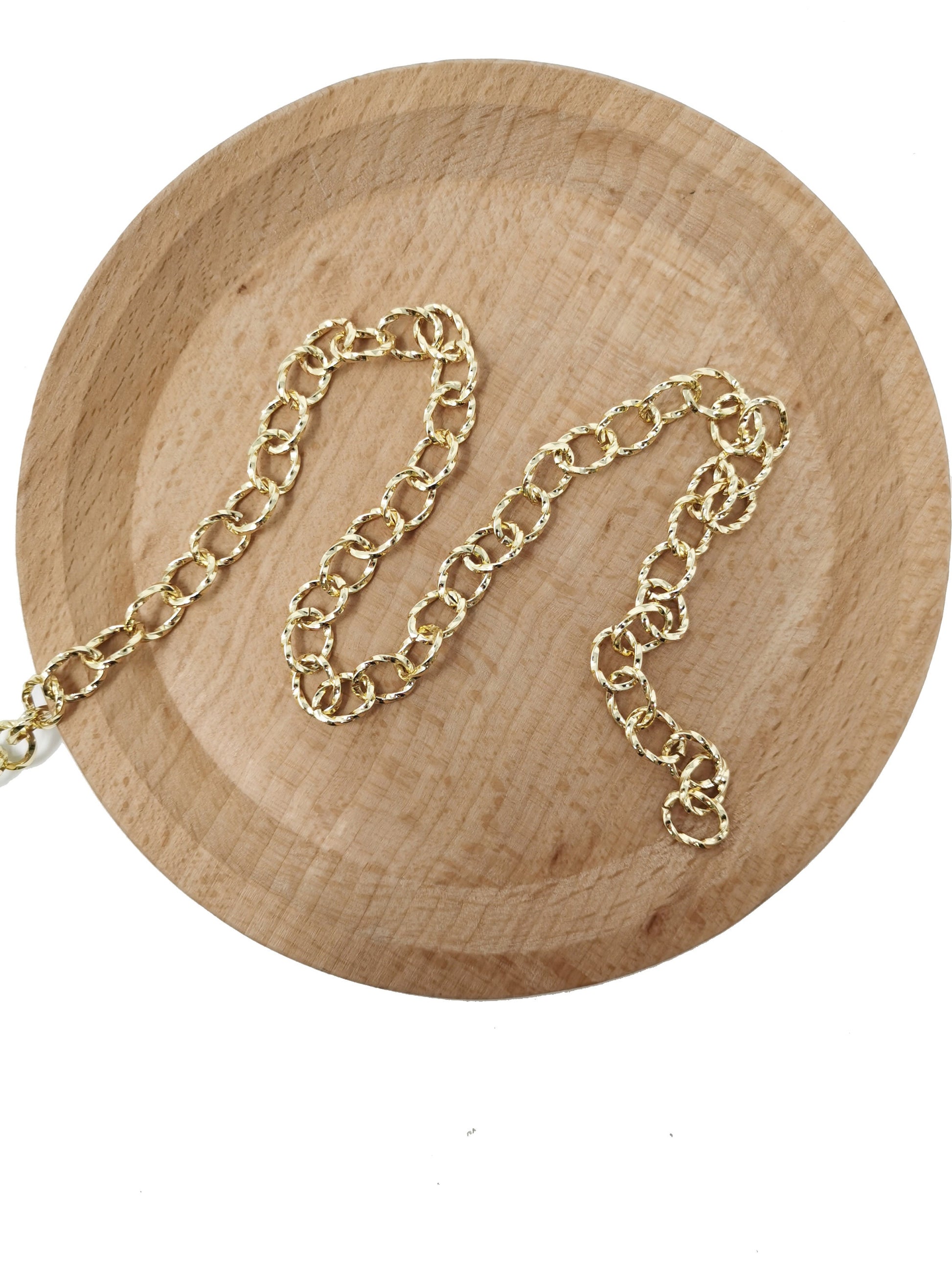 24K Gold Rolo Chain by Yard, Oval Cable Chain by Foot, Wholesale bulk Roll Chain for Jewelry Making, Thickness 1.5mm, 74
