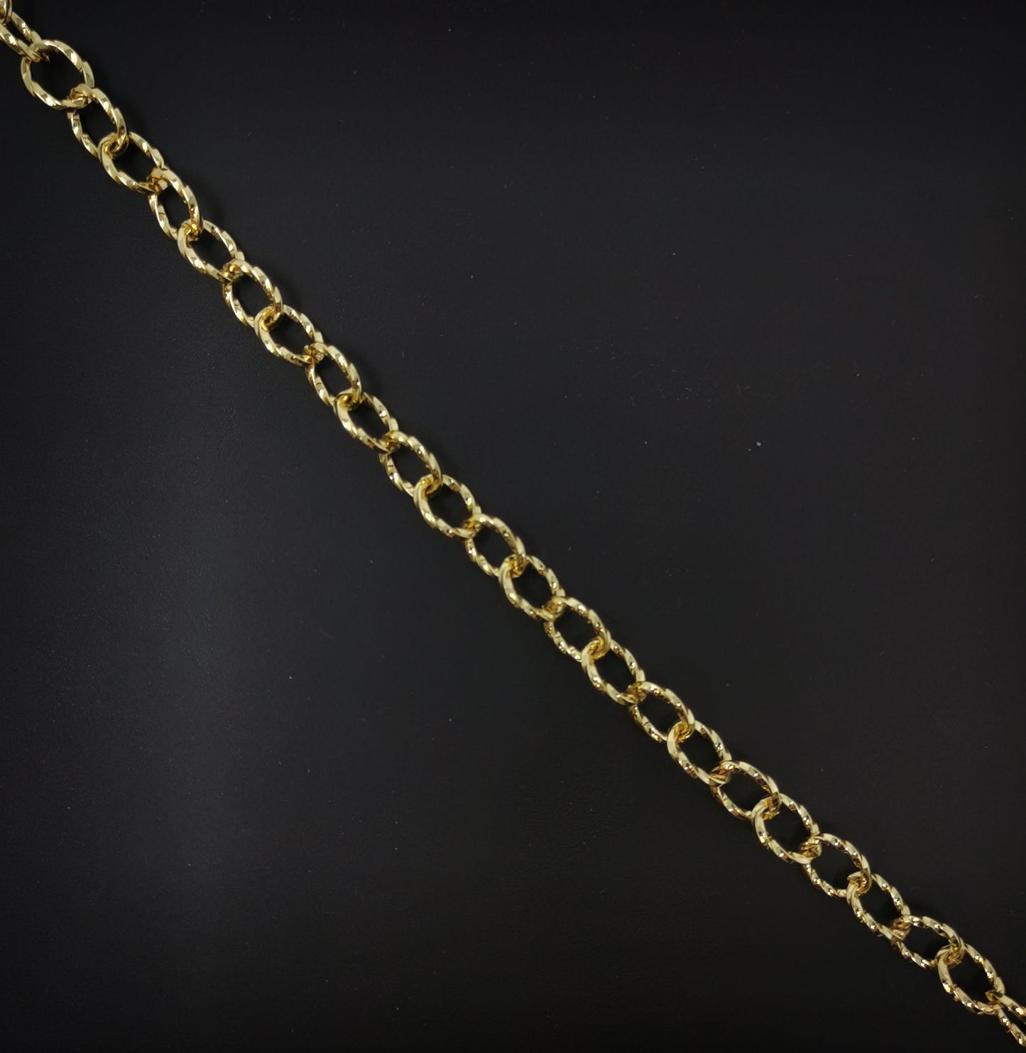 24K Gold Rolo Chain by Yard, Oval Cable Chain by Foot, Wholesale bulk Roll Chain for Jewelry Making, Thickness 1.5mm, 74