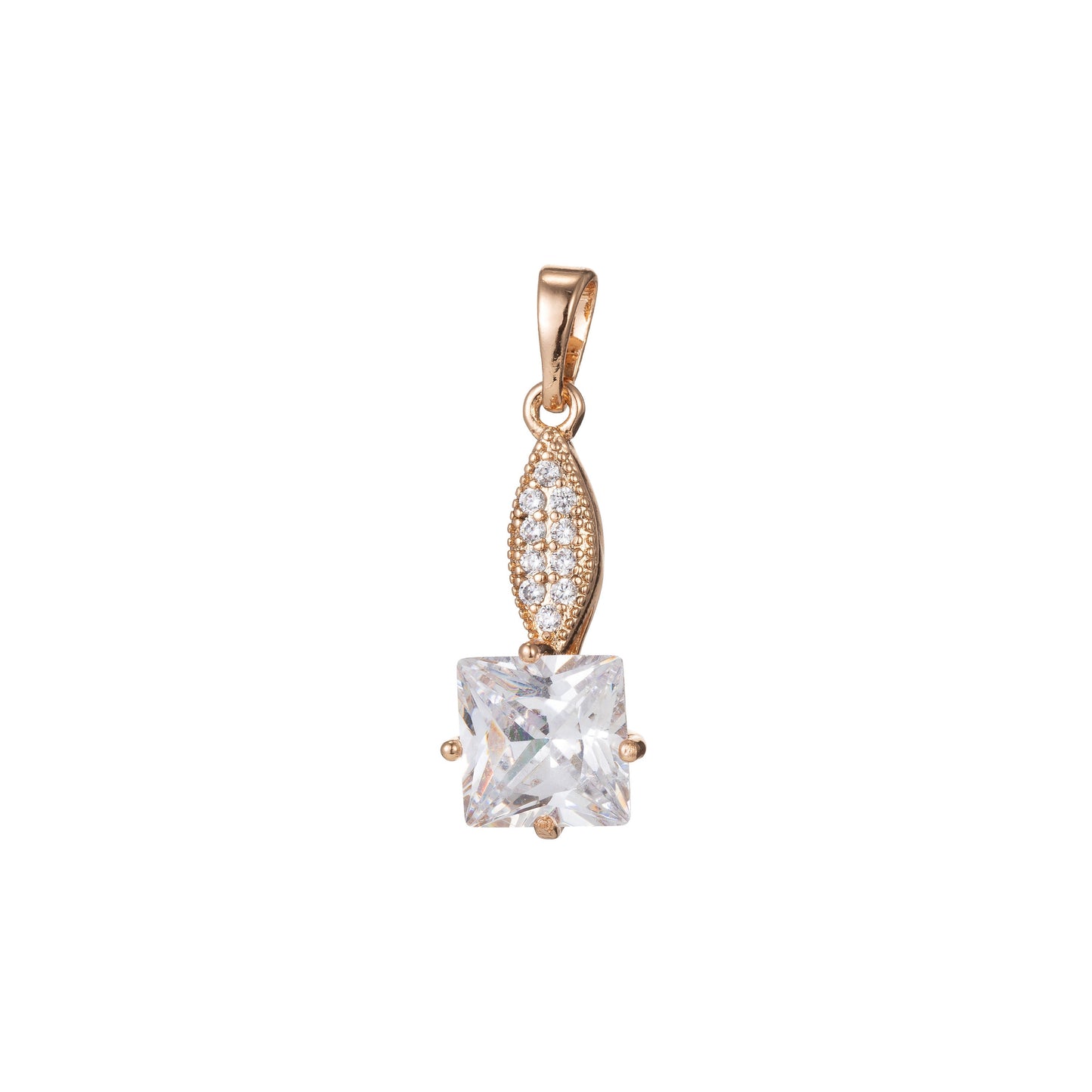 1pc 18k Gold Micro Pave CZ Geometric Pendant Charm, Micro Pave CZ Square Pendant Charm, Square Pendant, For DIY Jewelry