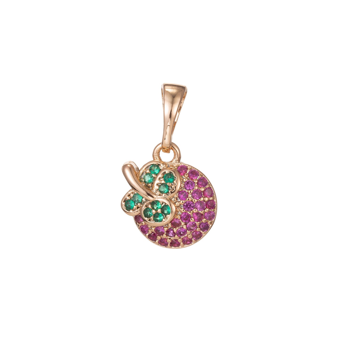 1pc 18k Gold Micro Pave CZ Apple Pendant Charm, Micro Pave CZ Apple Pendant Charm, Fruit Pendant, For DIY Jewelry