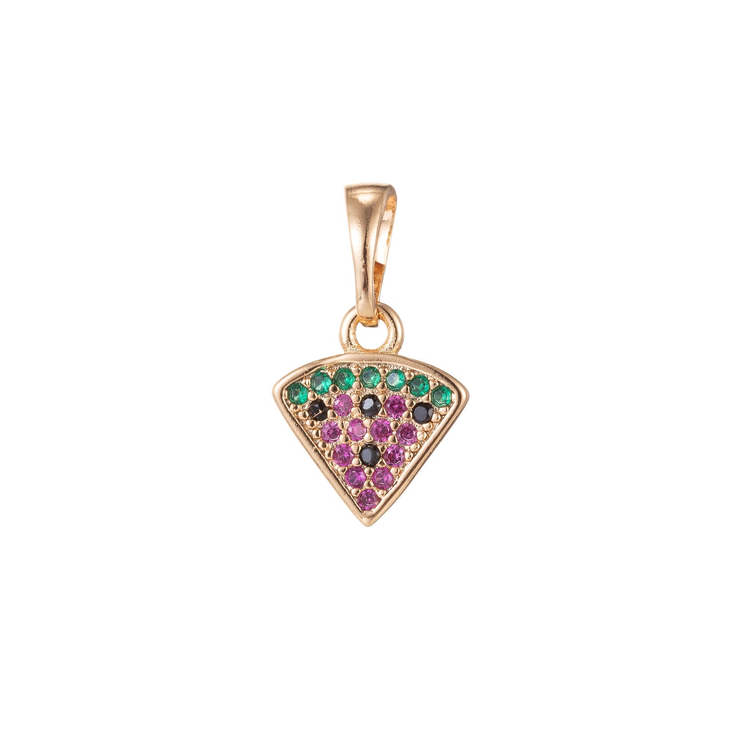 1pc 18k Gold Micro Pave CZ Crafted Pizza Pendant Charm, Slice of Pizza Pendant Charm, Pendant, For DIY Jewelry,