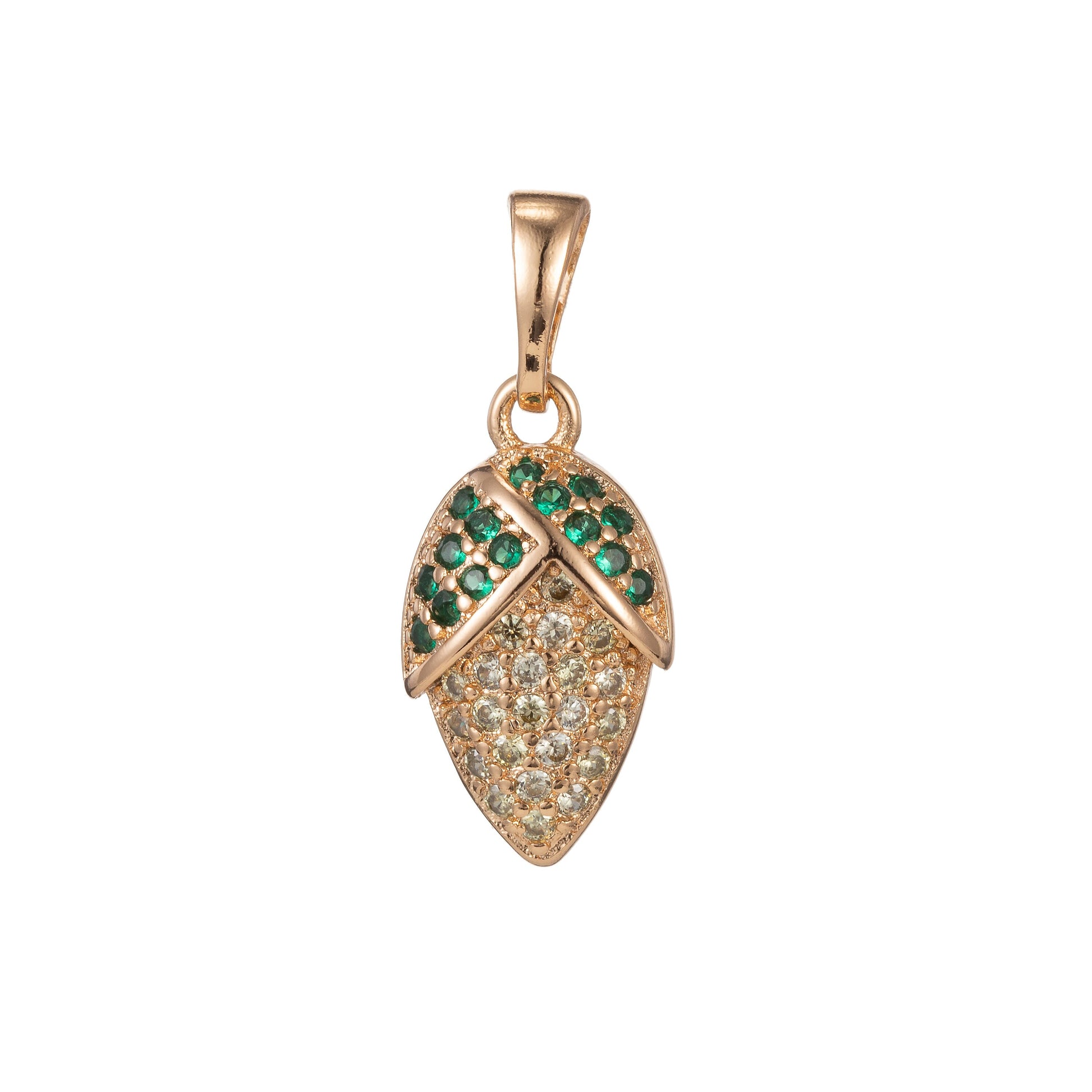 1pc 18k Gold Micro Pave CZ Corn Pendant Charm, Corn Pendant Charm, Veggie Pendant, For DIY Jewelry Making