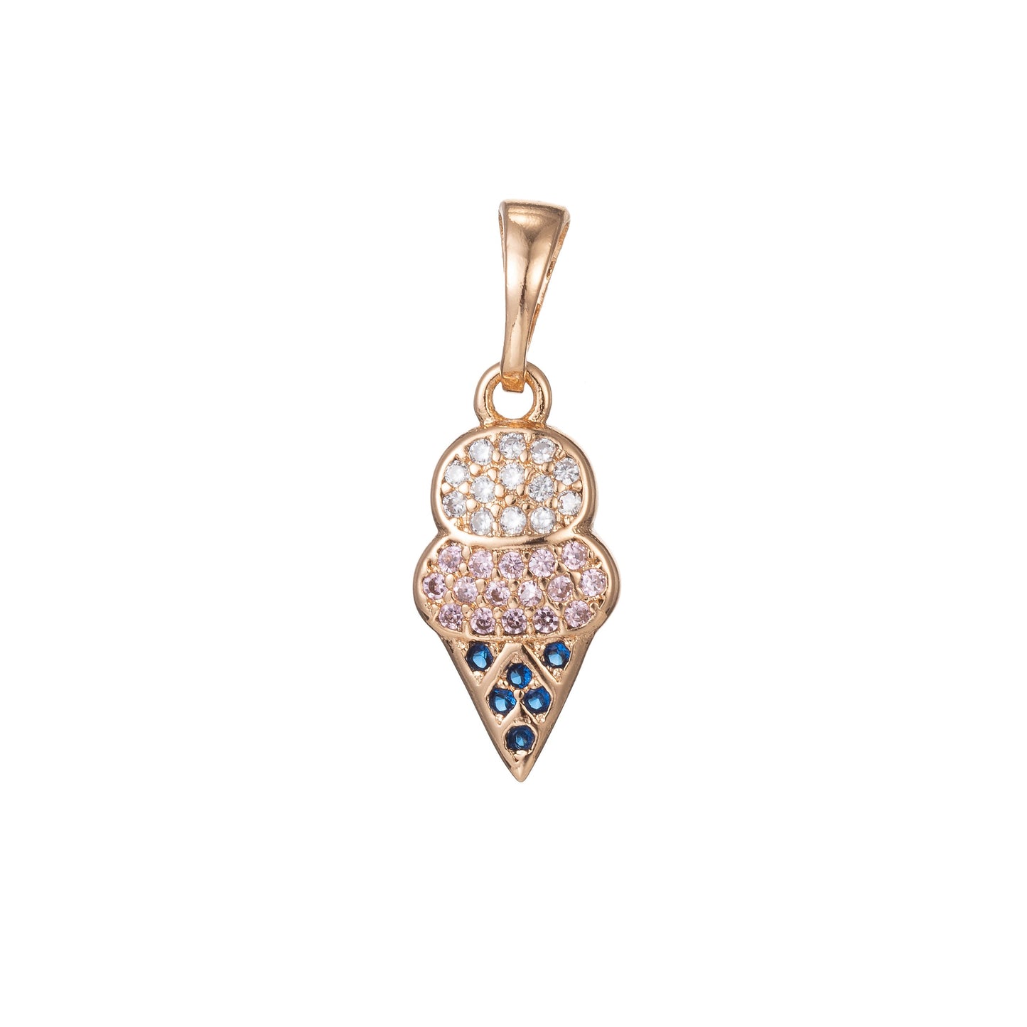 1pc 18k Gold Micro Pave CZ Ice Cream Pendant Charm, Ice Cream Pendant Charm, Desert Pendant, For DIY Jewelry Making