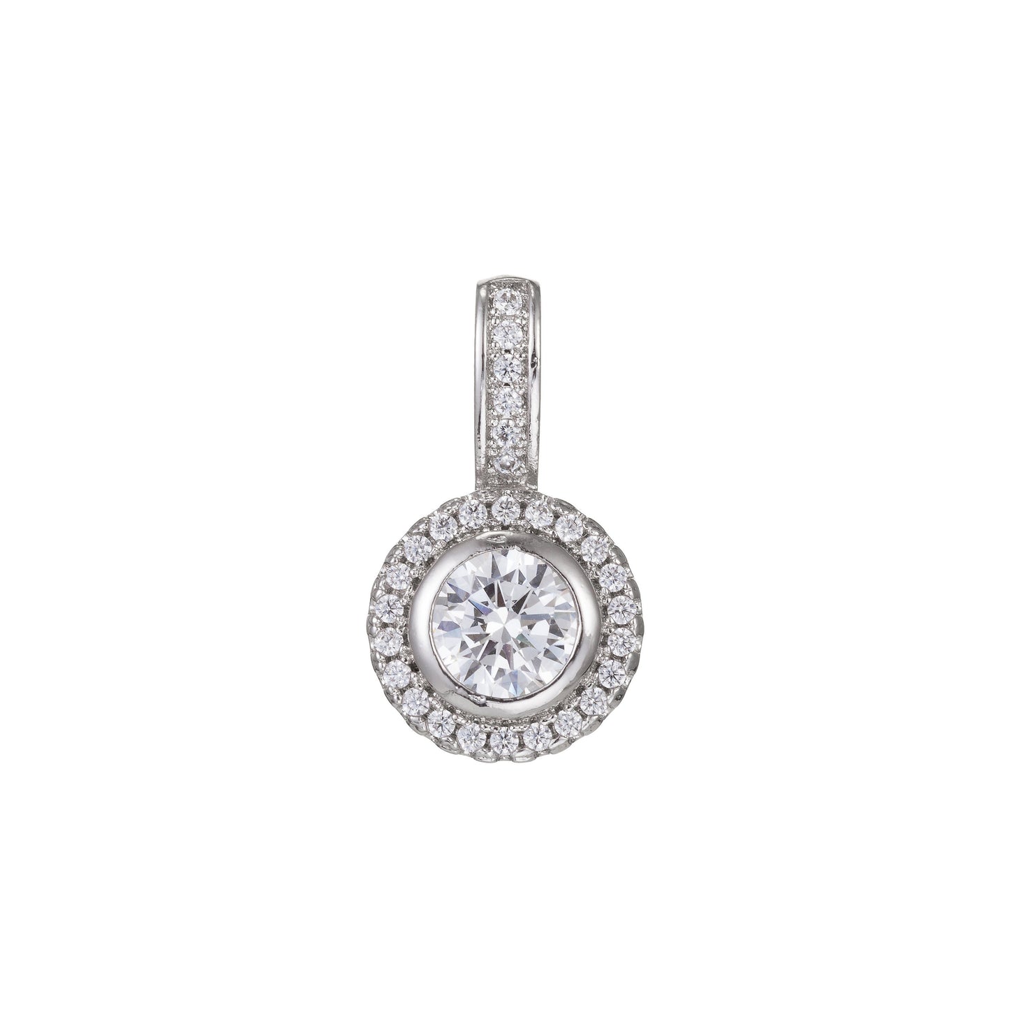 1pc White Gold  Micro Pave CZ Circle Pendant Charm, Micro Pave CZ Pendant Charm, White  Geometric Pendant, For DIY Jewelry