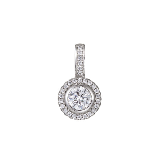 1pc White Gold  Micro Pave CZ Circle Pendant Charm, Micro Pave CZ Pendant Charm, White  Geometric Pendant, For DIY Jewelry