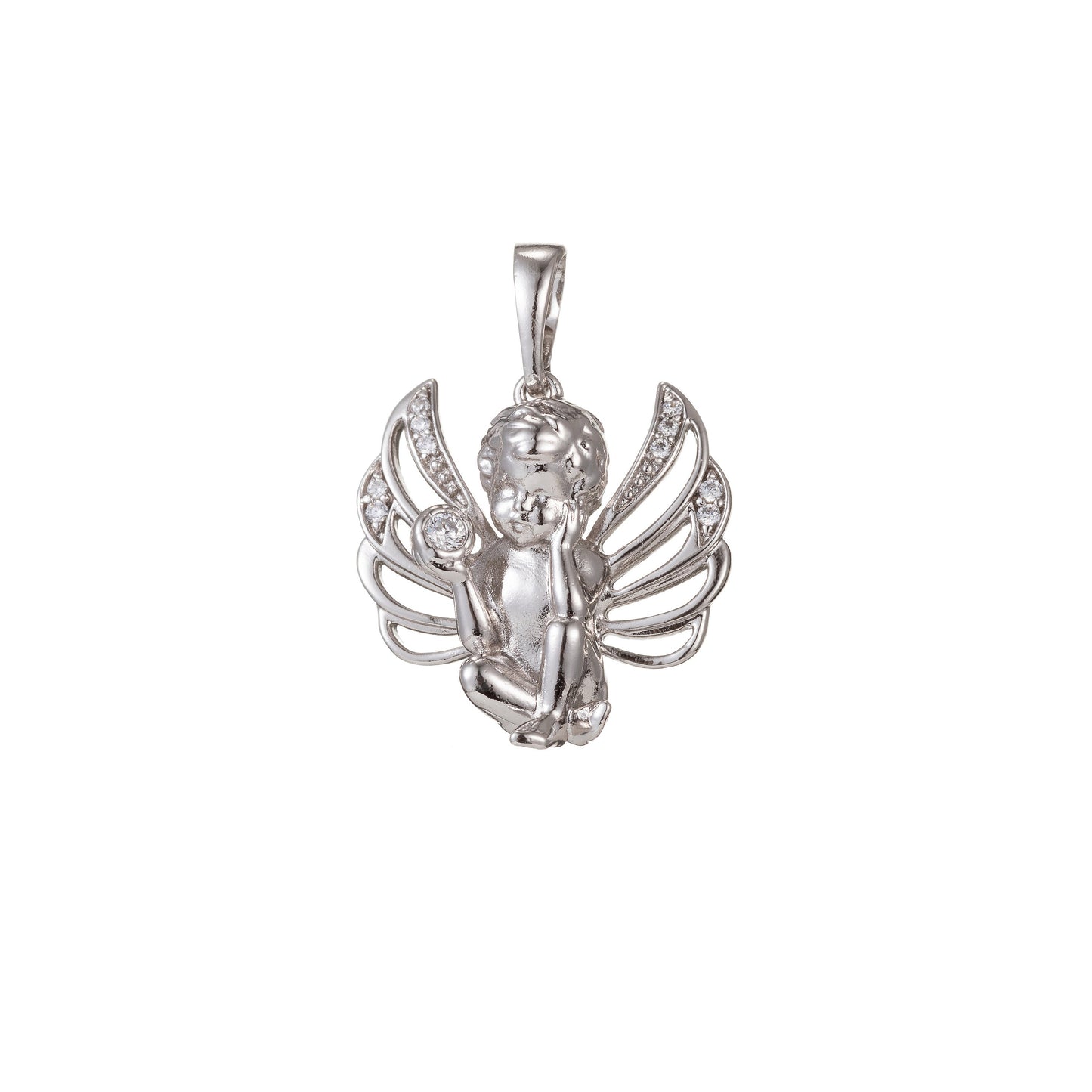 1pc 18k Gold Micro Pave CZ Boy Angel Pendant Charm, Micro Pave CZ Pendant Charm, Angel Pendant, For DIY Jewelry