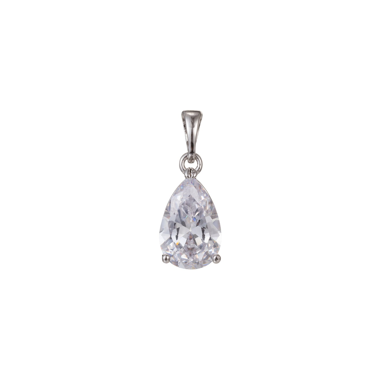 1pc White Gold Micro Pave CZ Drop Pendant Charm, Micro Pave CZ Pendant Charm, White Geometric Pendant, For DIY Jewelry