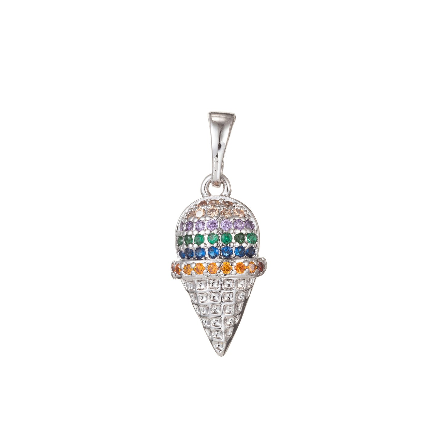 1pc 18k Gold Micro Pave CZ Ice Cream Pendant Charm, Ice Cream Pendant Charm, Desert Pendant, For DIY Jewelry Making