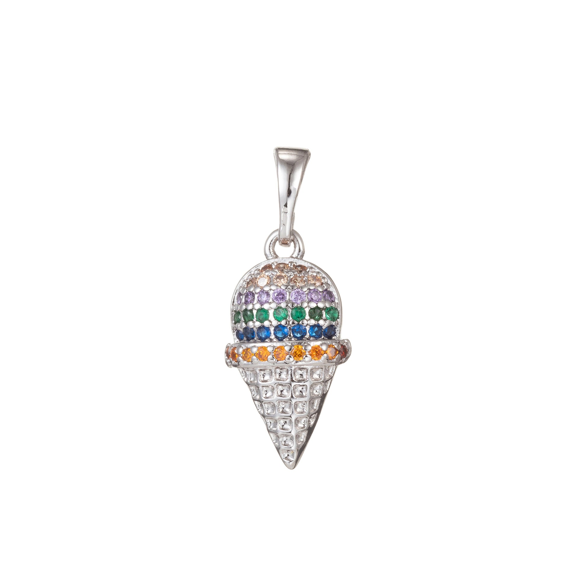 1pc 18k Gold Micro Pave CZ Ice Cream Pendant Charm, Ice Cream Pendant Charm, Desert Pendant, For DIY Jewelry Making