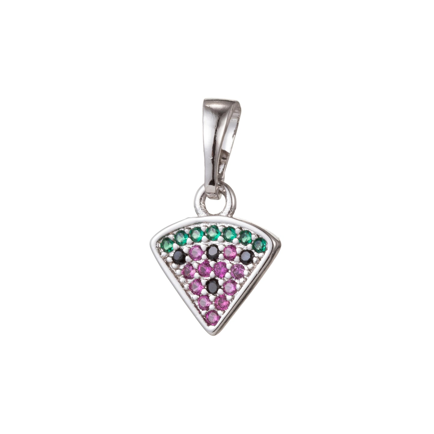 1pc 18k Gold Micro Pave CZ Crafted Pizza Pendant Charm, Slice of Pizza Pendant Charm, Pendant, For DIY Jewelry,