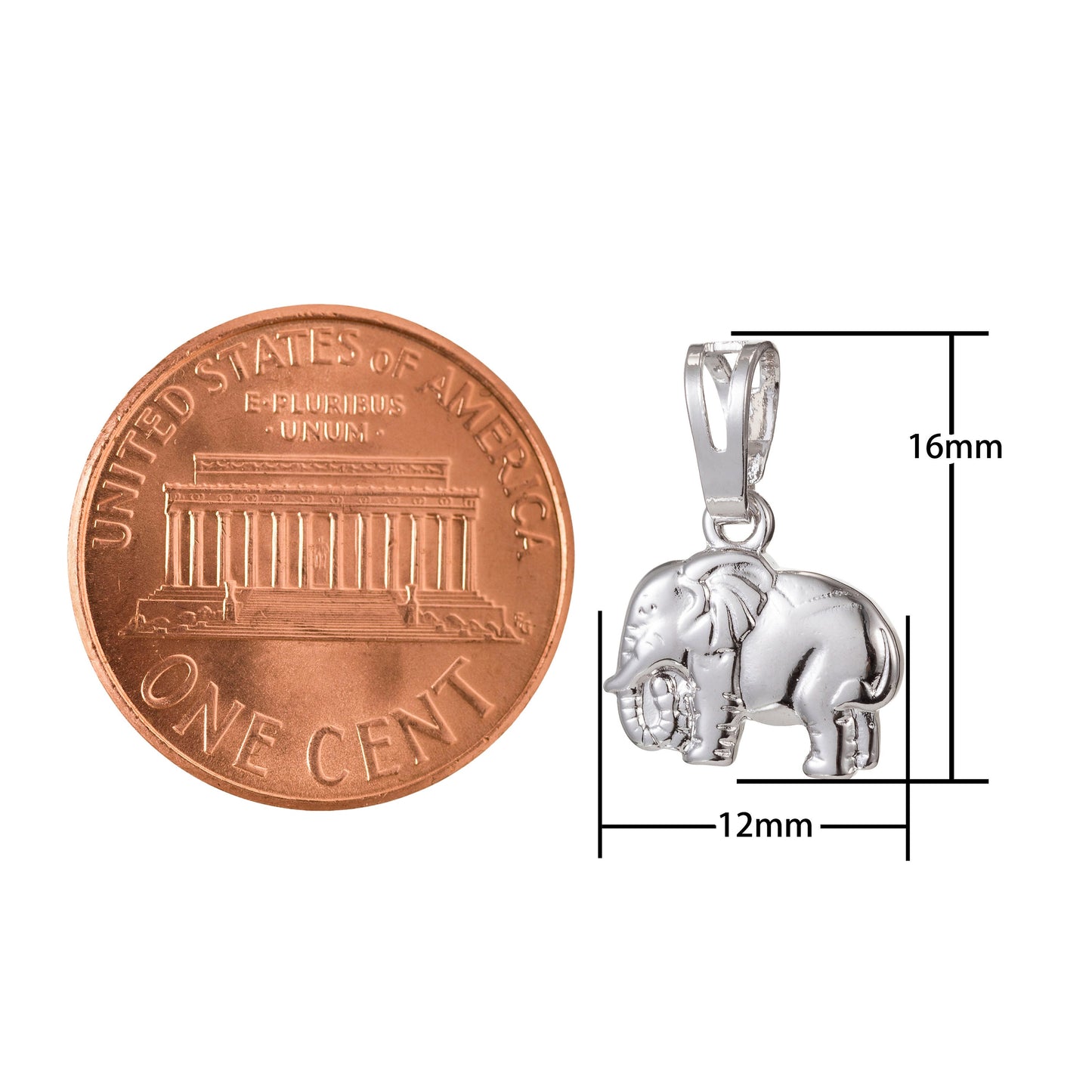 1pc White Gold Micro Pave CZ Elephant Pendant Charm, Elephant Pendant Charm, White Gold Elephant Pendant, For DIY Jewelry