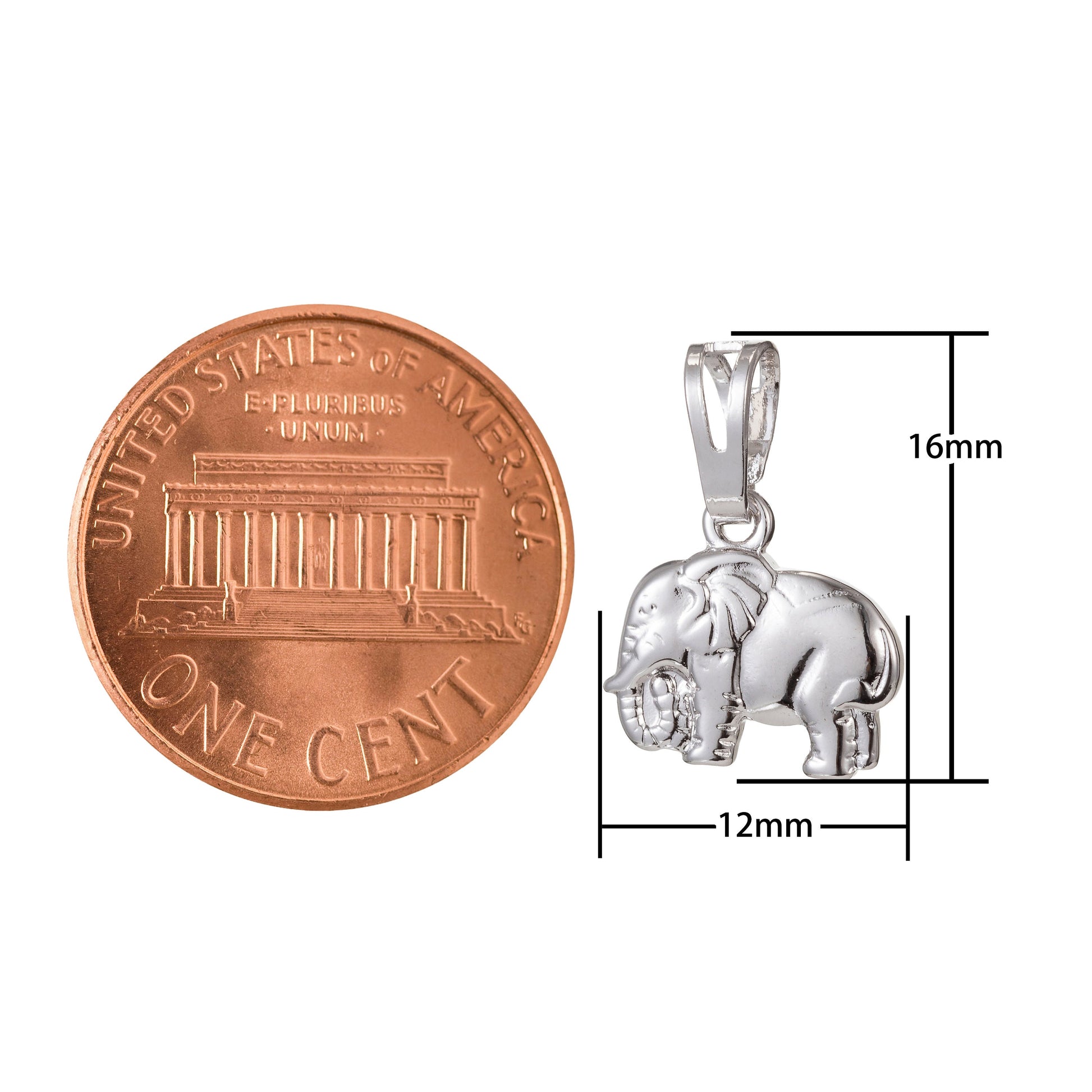 1pc White Gold Micro Pave CZ Elephant Pendant Charm, Elephant Pendant Charm, White Gold Elephant Pendant, For DIY Jewelry