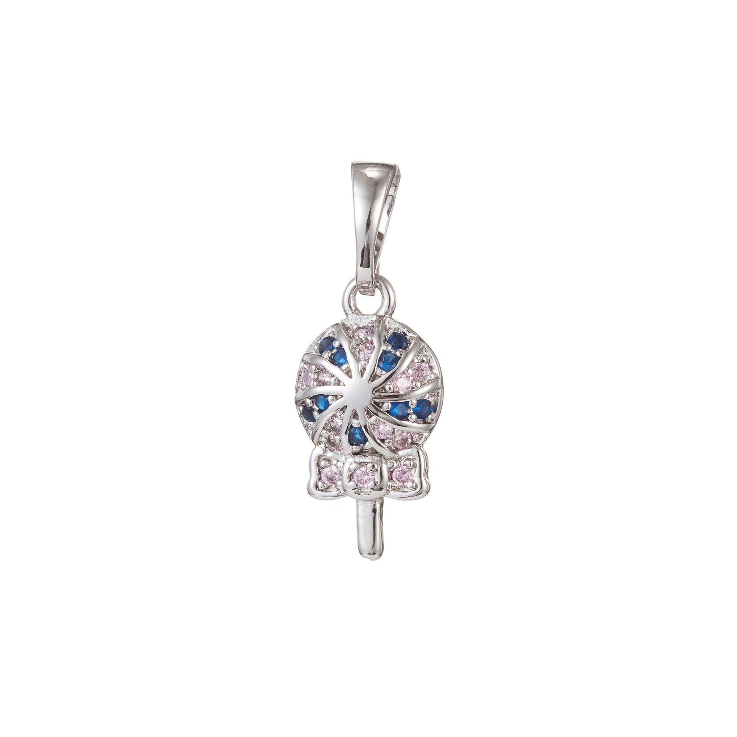 1pc 18k Gold Micro Pave CZ Lollipop Pendant Charm, Lollipop Candy Pendant Charm, Desert Pendant, For DIY Jewelry Making